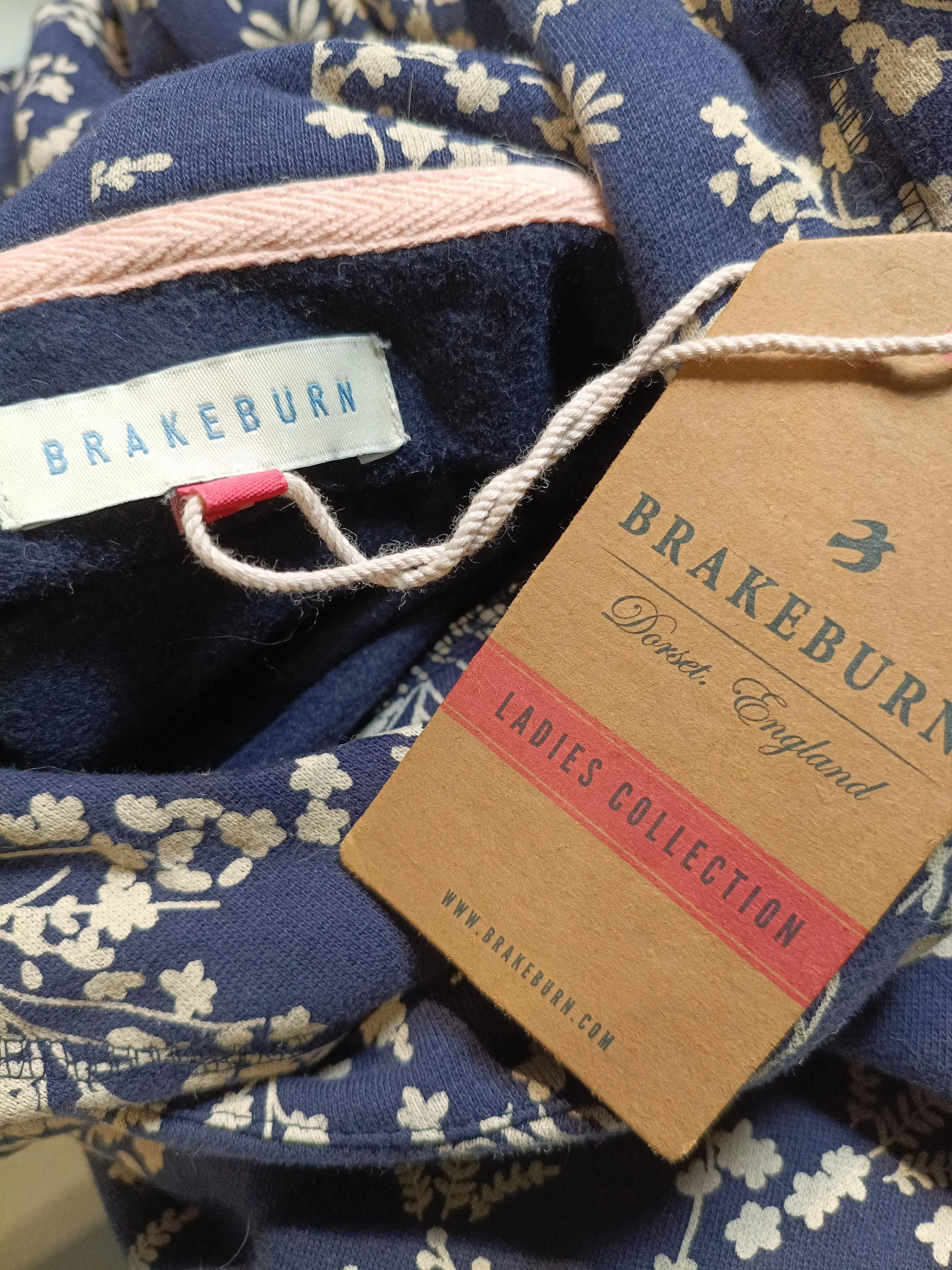 Brakeburn Women's Hoodie UK 8 Blue Floral Cotton with Polyester Pullover - Image 5