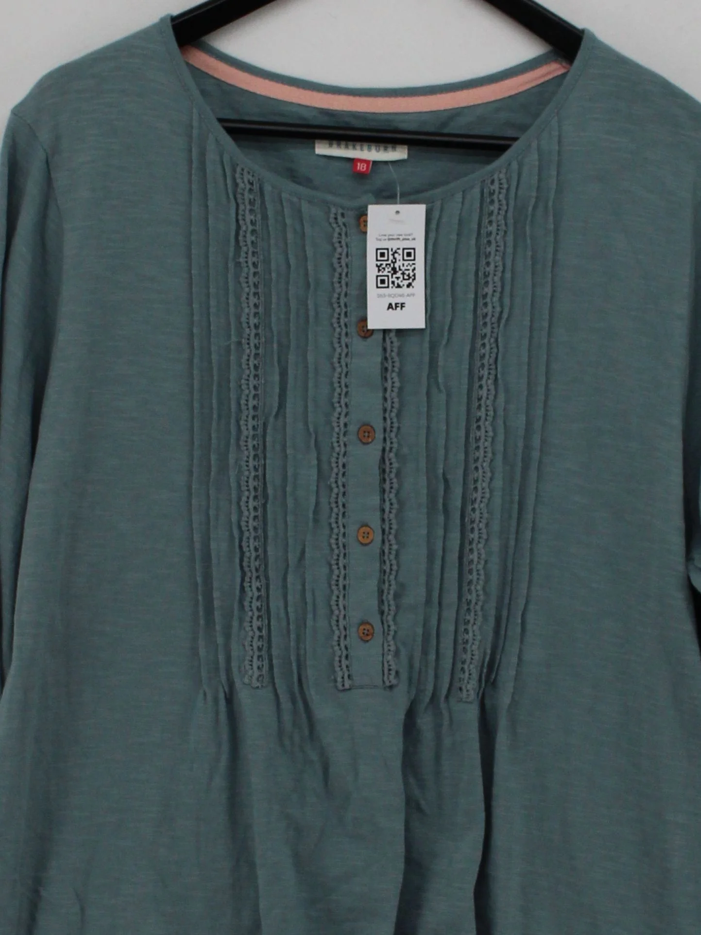 Brakeburn Women's Top UK 18 Blue 100% Cotton 3/4 Sleeve Round Neck Tunic - Image 3