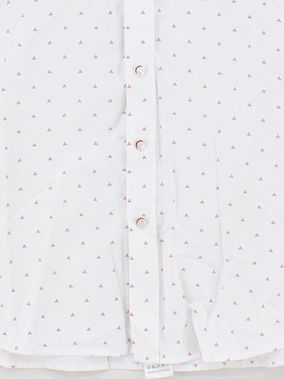 Brand Men's Shirt Chest: 41 in White Geometric Cotton with Polyester Basic - Image 4