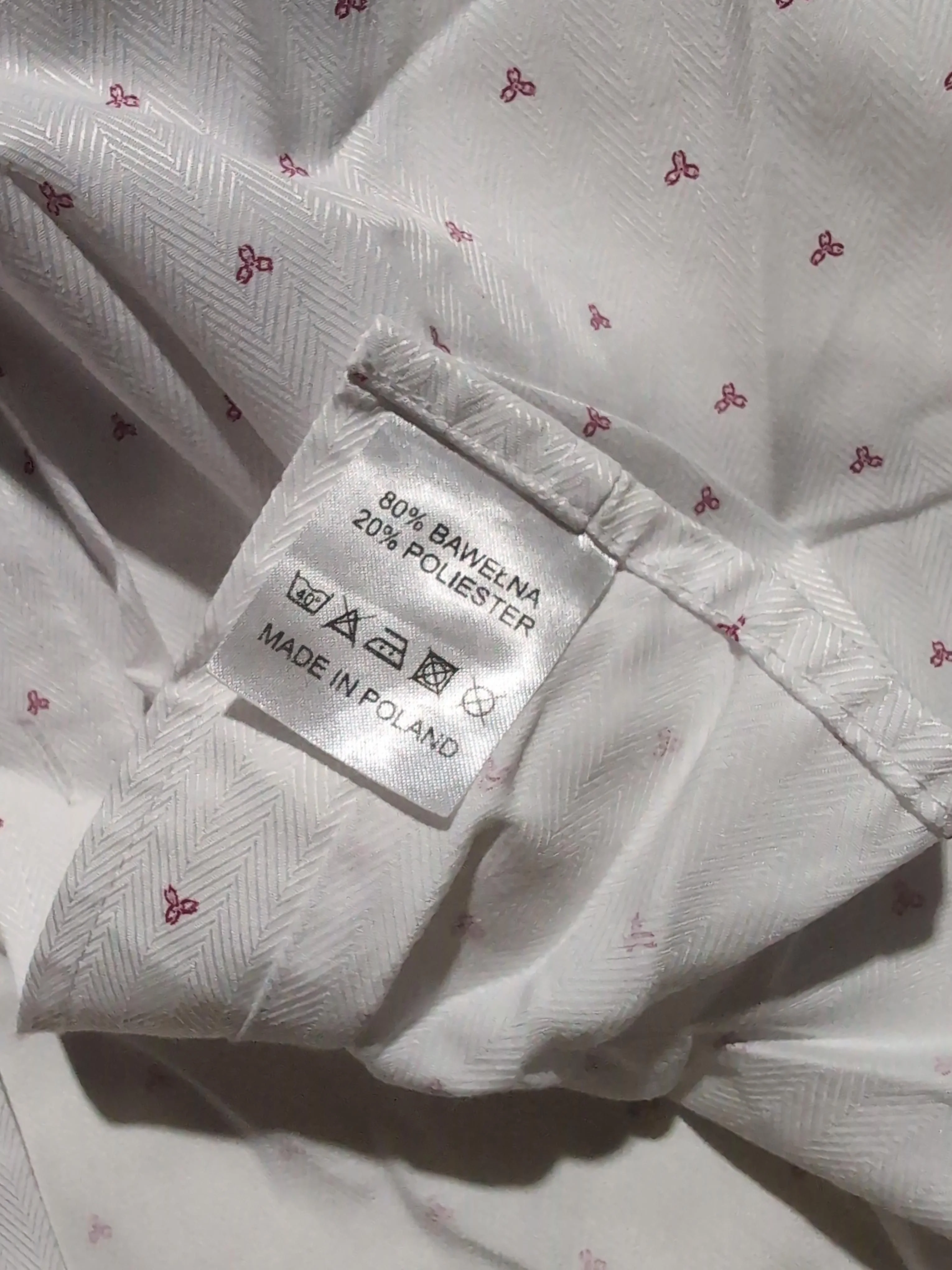 Brand Men's Shirt Chest: 41 in White Geometric Cotton with Polyester Basic - Image 6