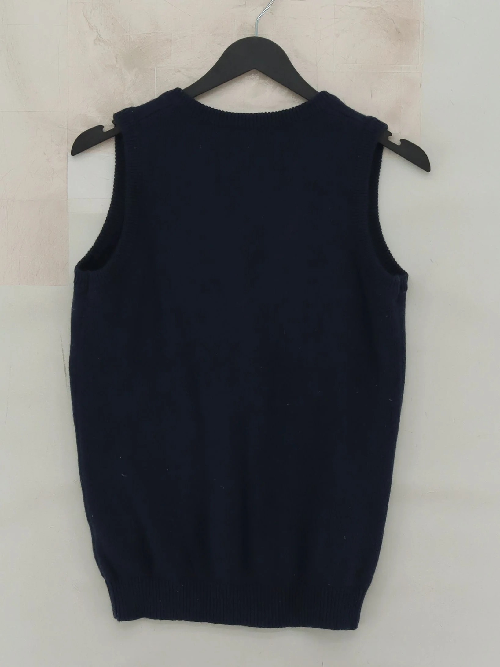 Brandy Melville Men's Jumper Blue Polyester with Wool, Acrylic V-Neck Vest - Image 2
