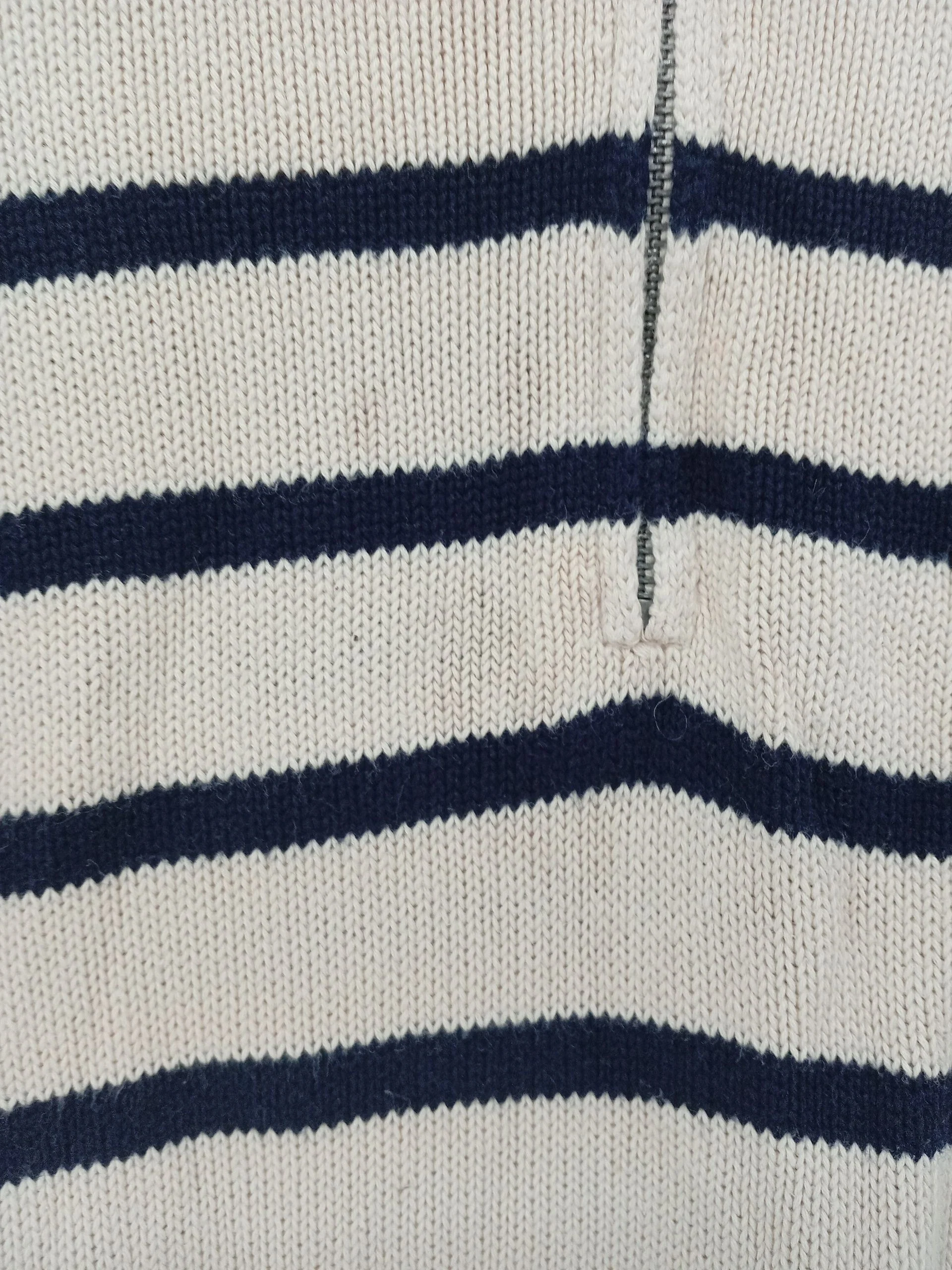 Brandy Melville Men's Jumper L Cream Striped 100% Other High Neck Pullover - Image 5