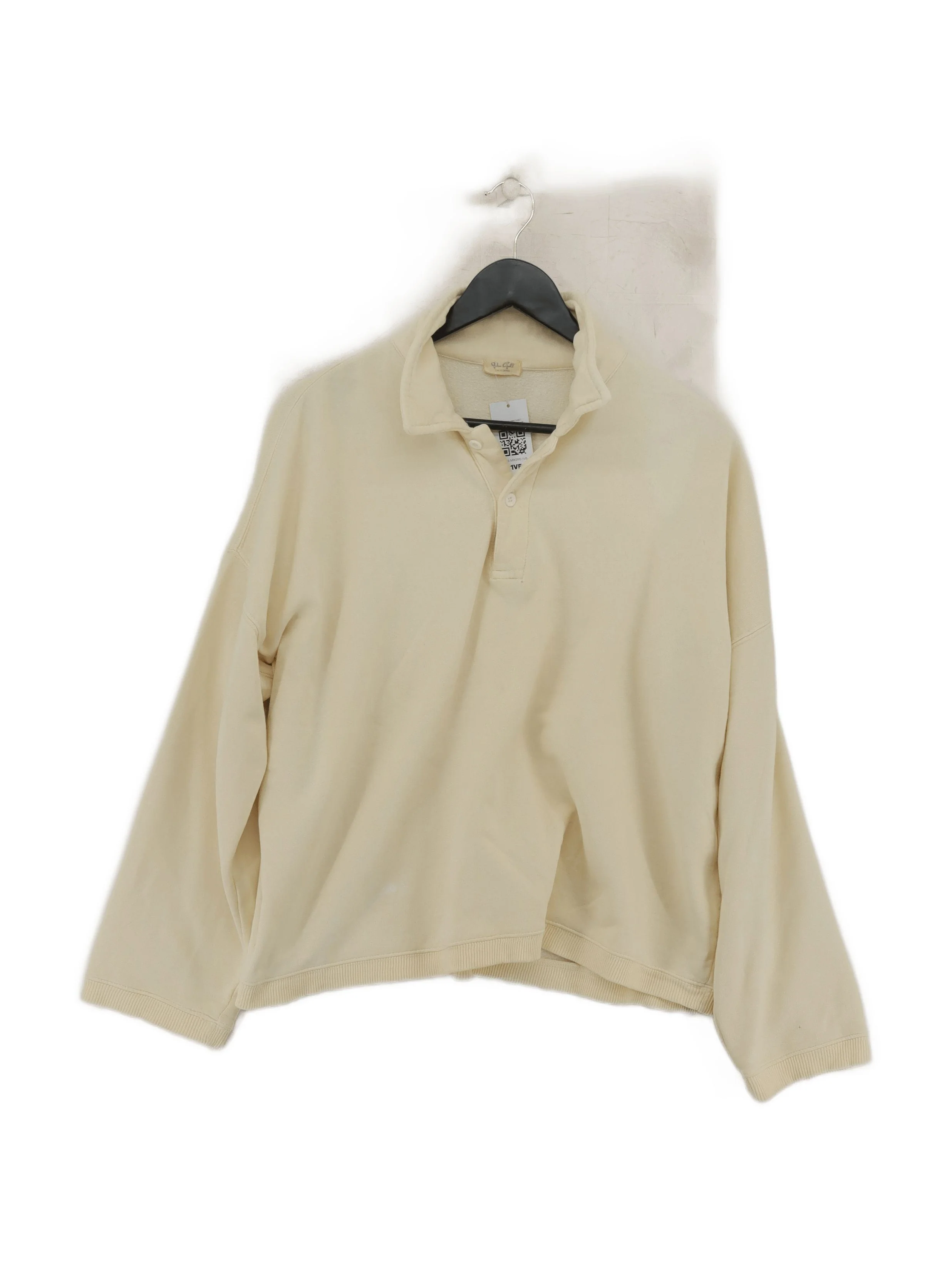 Brandy Melville Men's Polo M Cream 100% Cotton Basic