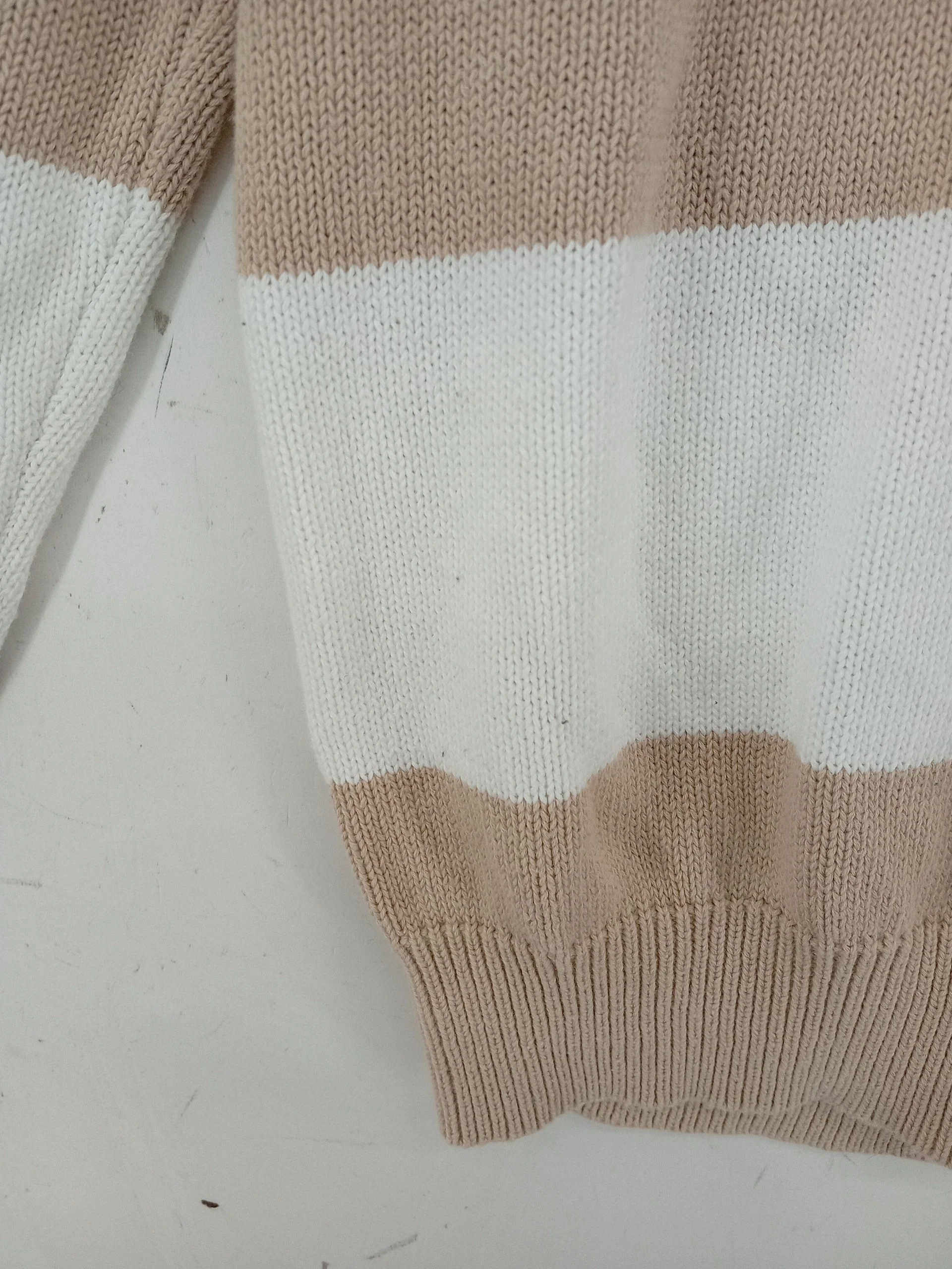 Brandy Melville Men's Polo M Cream Striped 100% Other Basic - Image 5