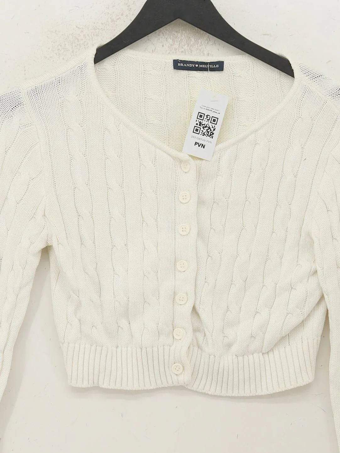 Brandy Melville Women's Cardigan S White 100% Other V-Neck Cardigan - Image 3