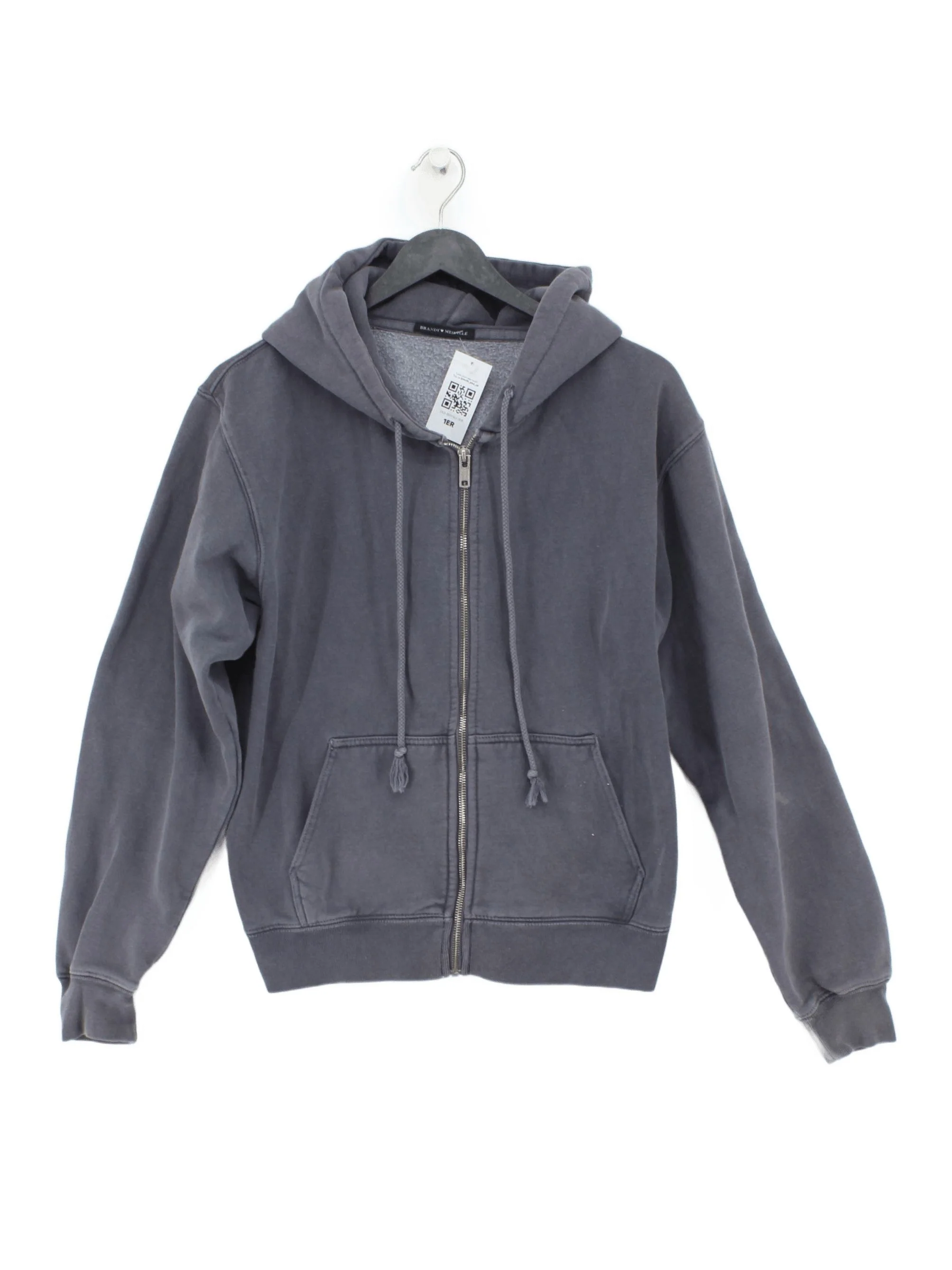 Brandy Melville Women's Hoodie UK 10 Grey Cotton with Polyester Pullover