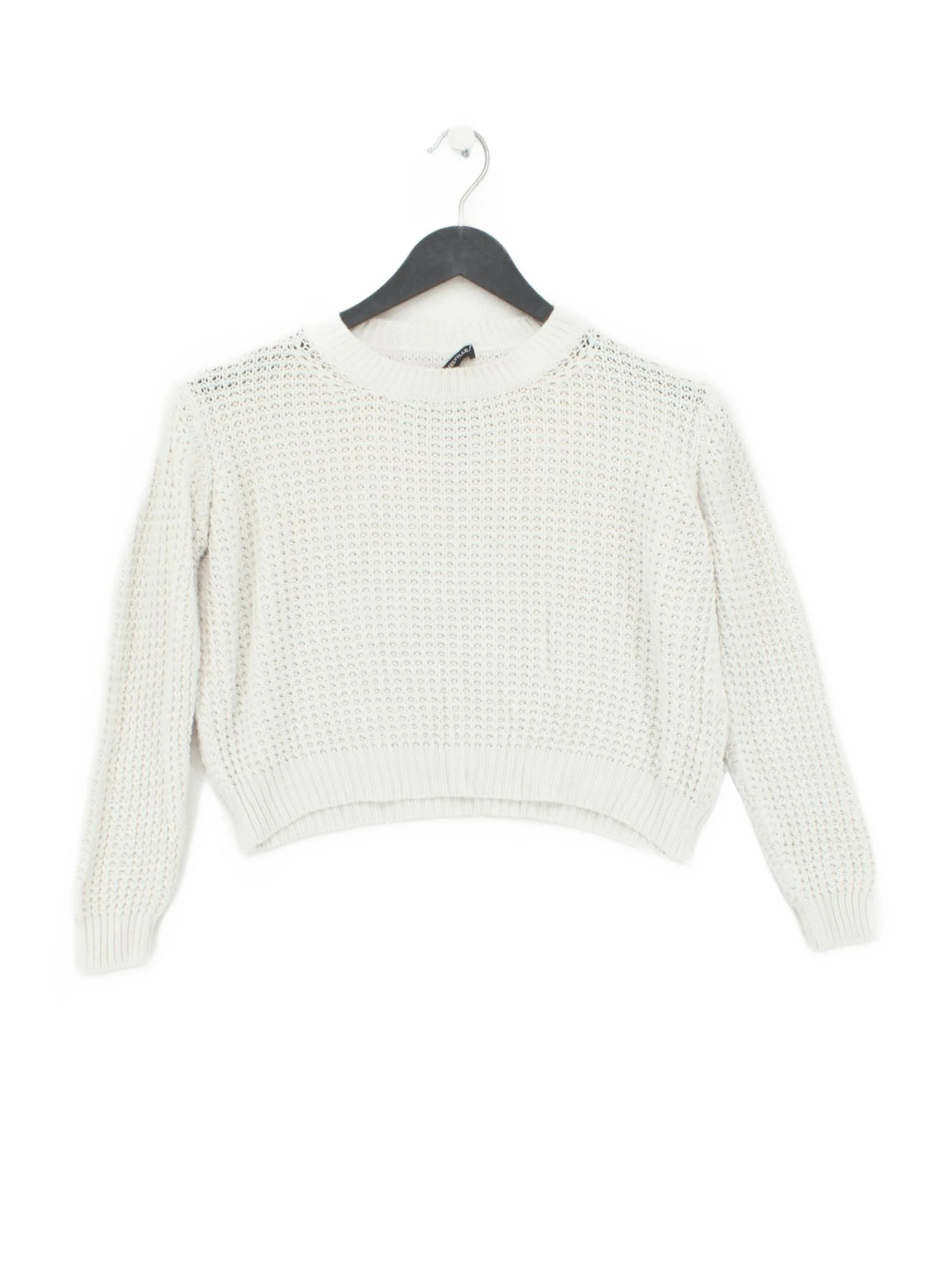 Brandy Melville Women's Jumper White Cotton with Polyamide Crew Neck Pullover