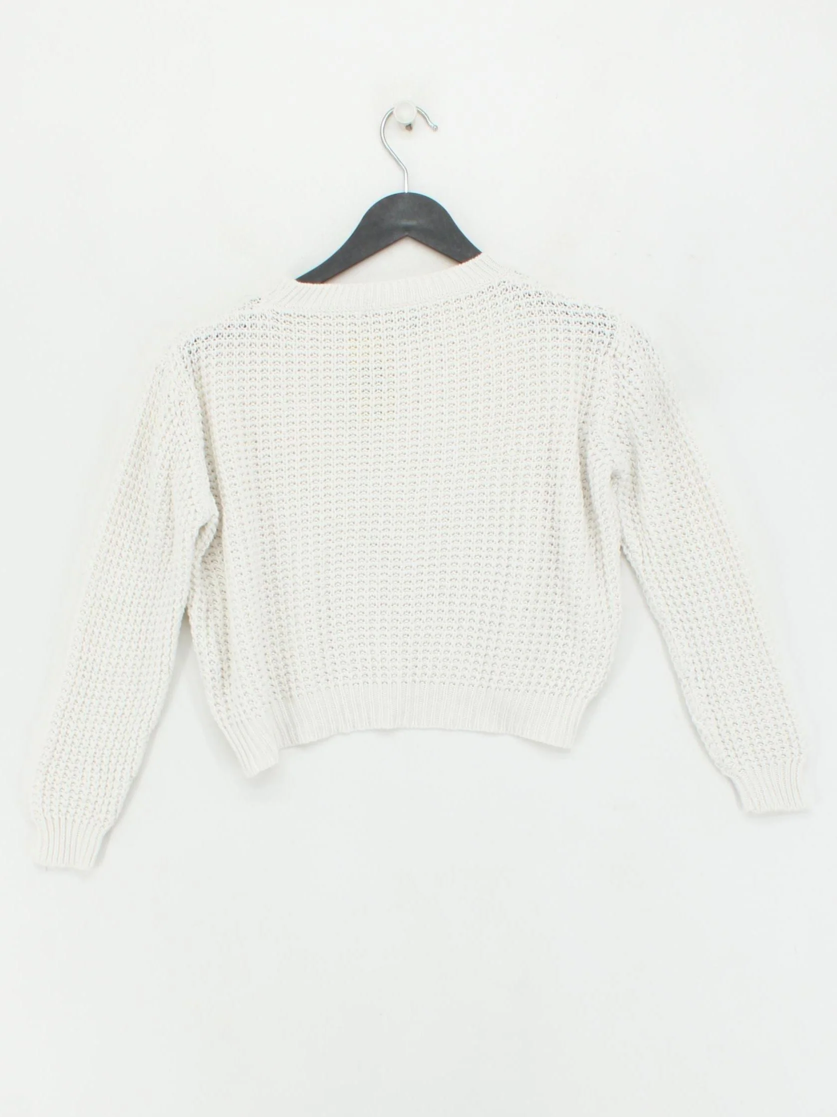 Brandy Melville Women's Jumper White Cotton with Polyamide Crew Neck Pullover - Image 2