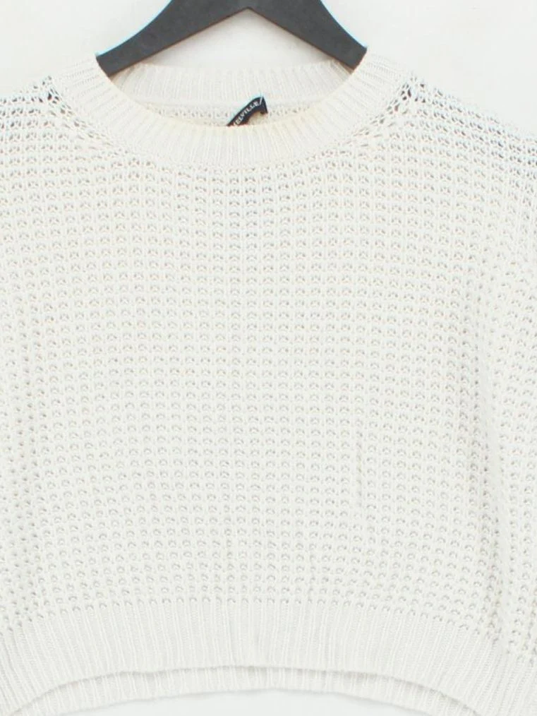 Brandy Melville Women's Jumper White Cotton with Polyamide Crew Neck Pullover - Image 3