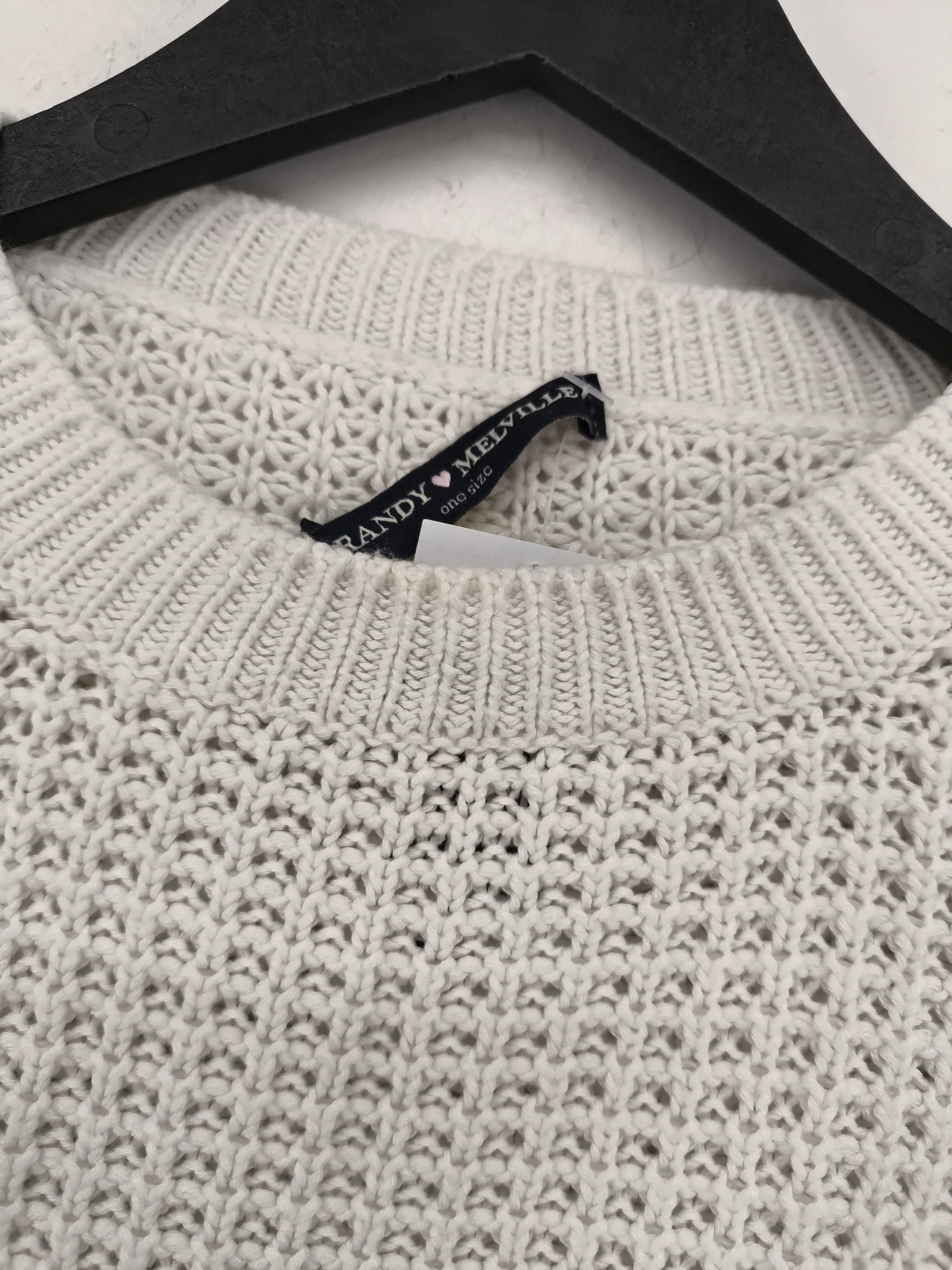 Brandy Melville Women's Jumper White Cotton with Polyamide Crew Neck Pullover - Image 5