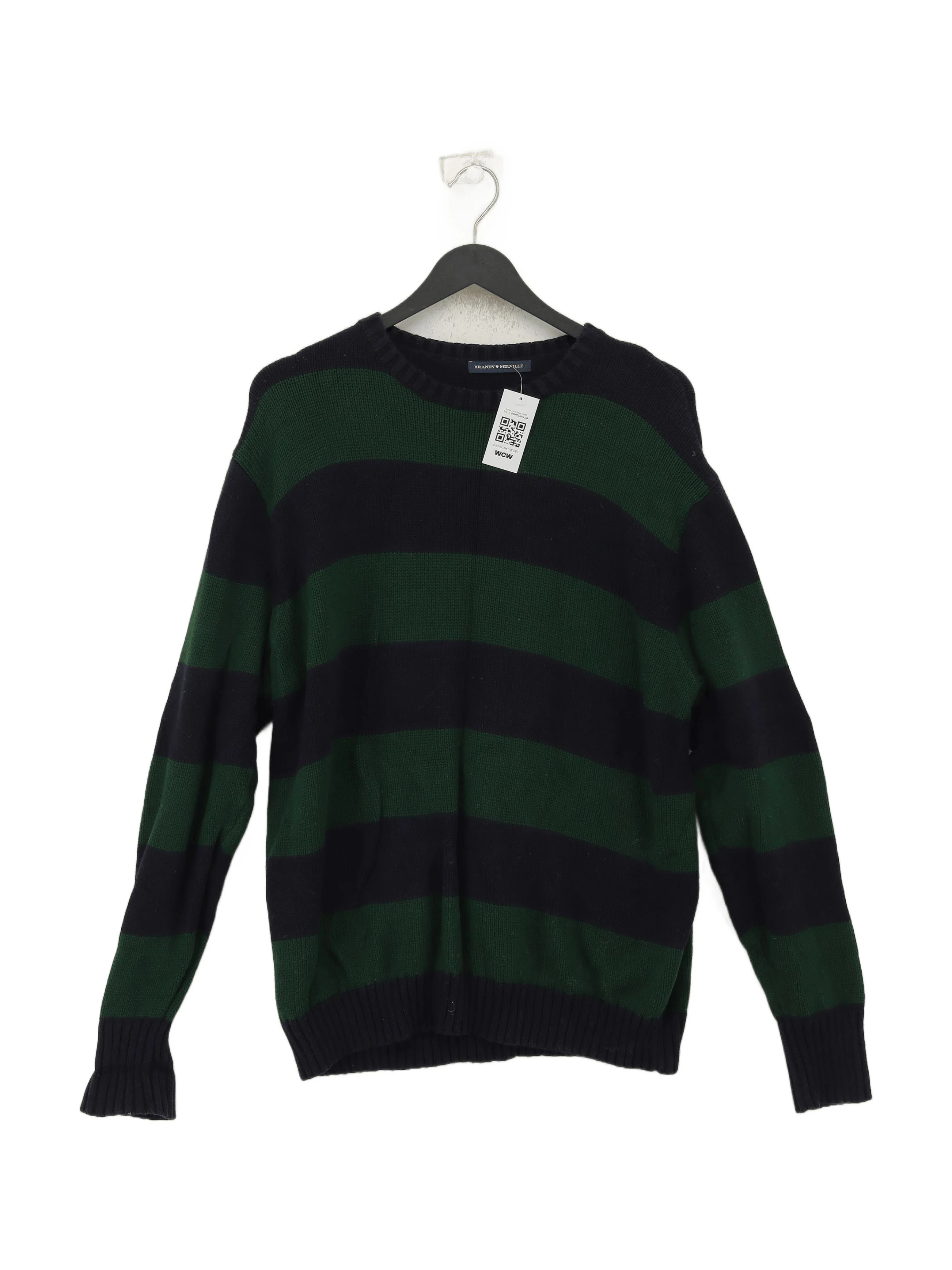 Brandy Melville Women's Jumper XL Blue Striped 100% Other Crew Neck Pullover