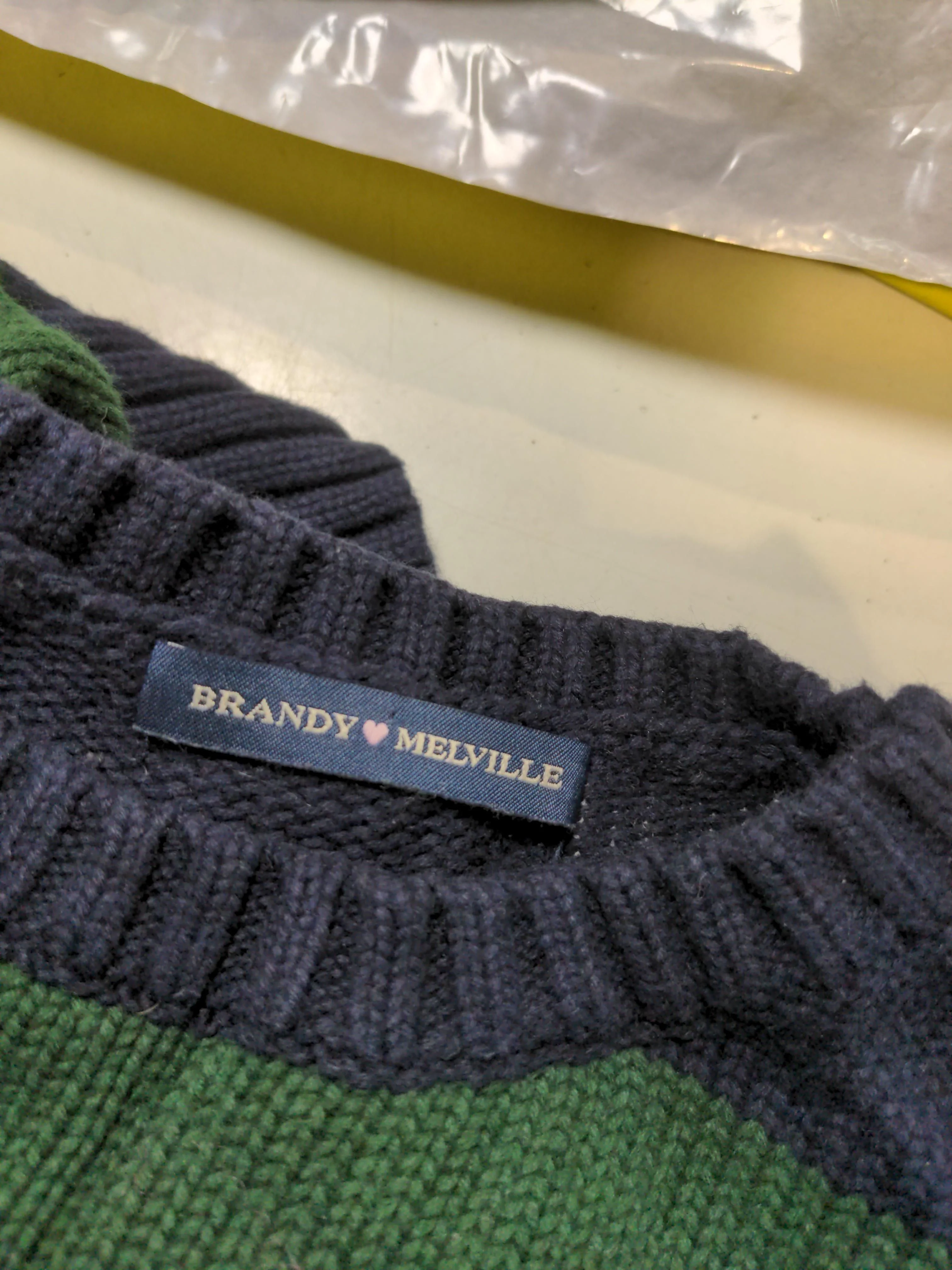 Brandy Melville Women's Jumper XL Blue Striped 100% Other Crew Neck Pullover - Image 6