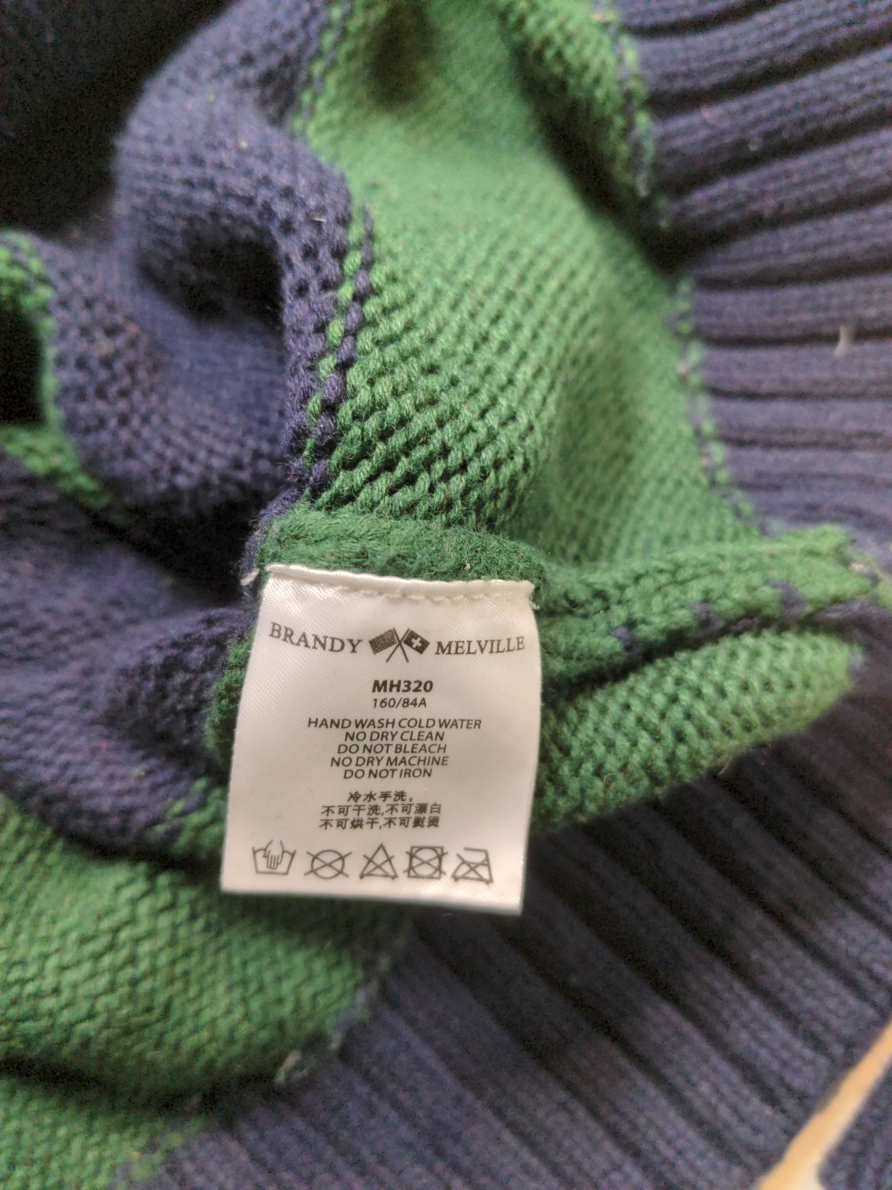 Brandy Melville Women's Jumper XL Blue Striped 100% Other Crew Neck Pullover - Image 7