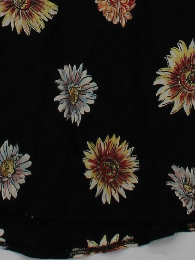 Brandy Melville Women's Shirt Black Floral 100% Other Sleeveless Collared Basic - Image 4