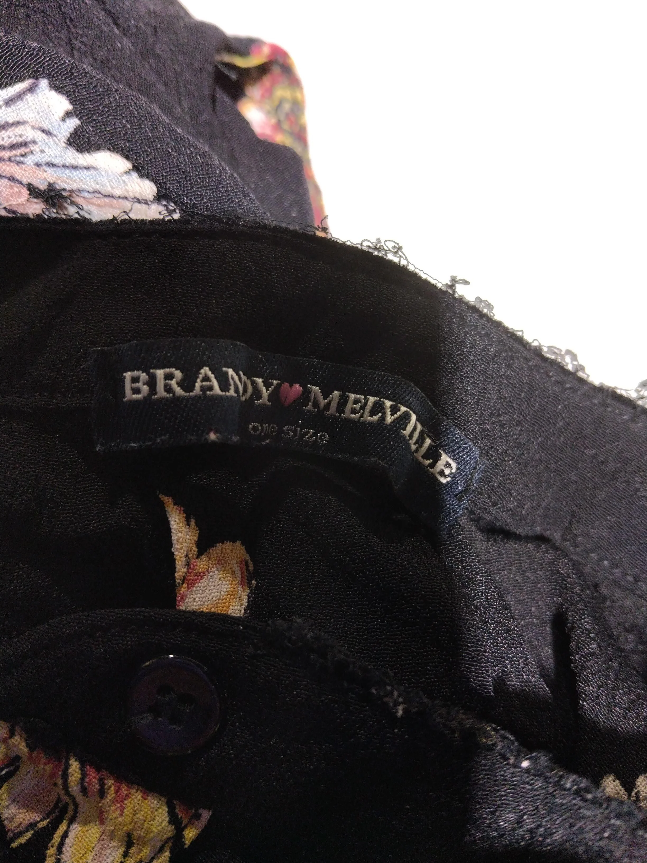 Brandy Melville Women's Shirt Black Floral 100% Other Sleeveless Collared Basic - Image 5