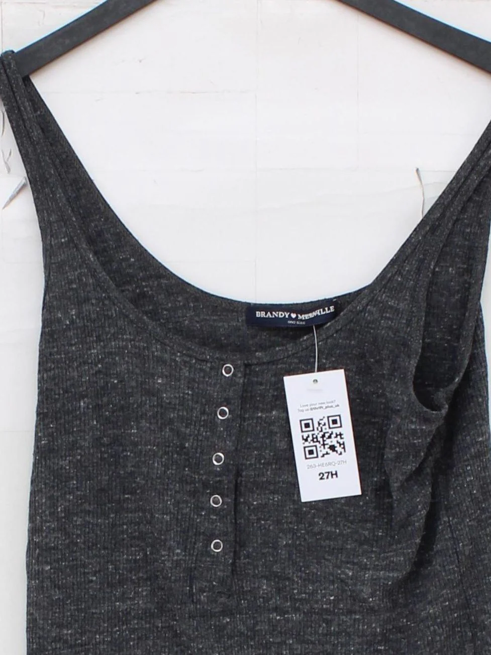 Brandy Melville Women's T-Shirt Grey 100% Other Sleeveless Round Neck Basic - Image 3