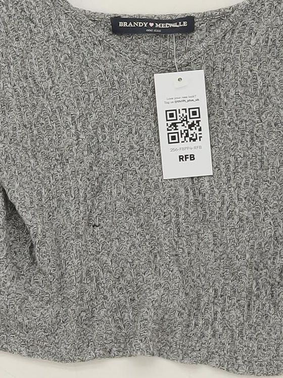 Brandy Melville Women's T-Shirt Grey Cotton with Viscose, Elastane Camisole - Image 4