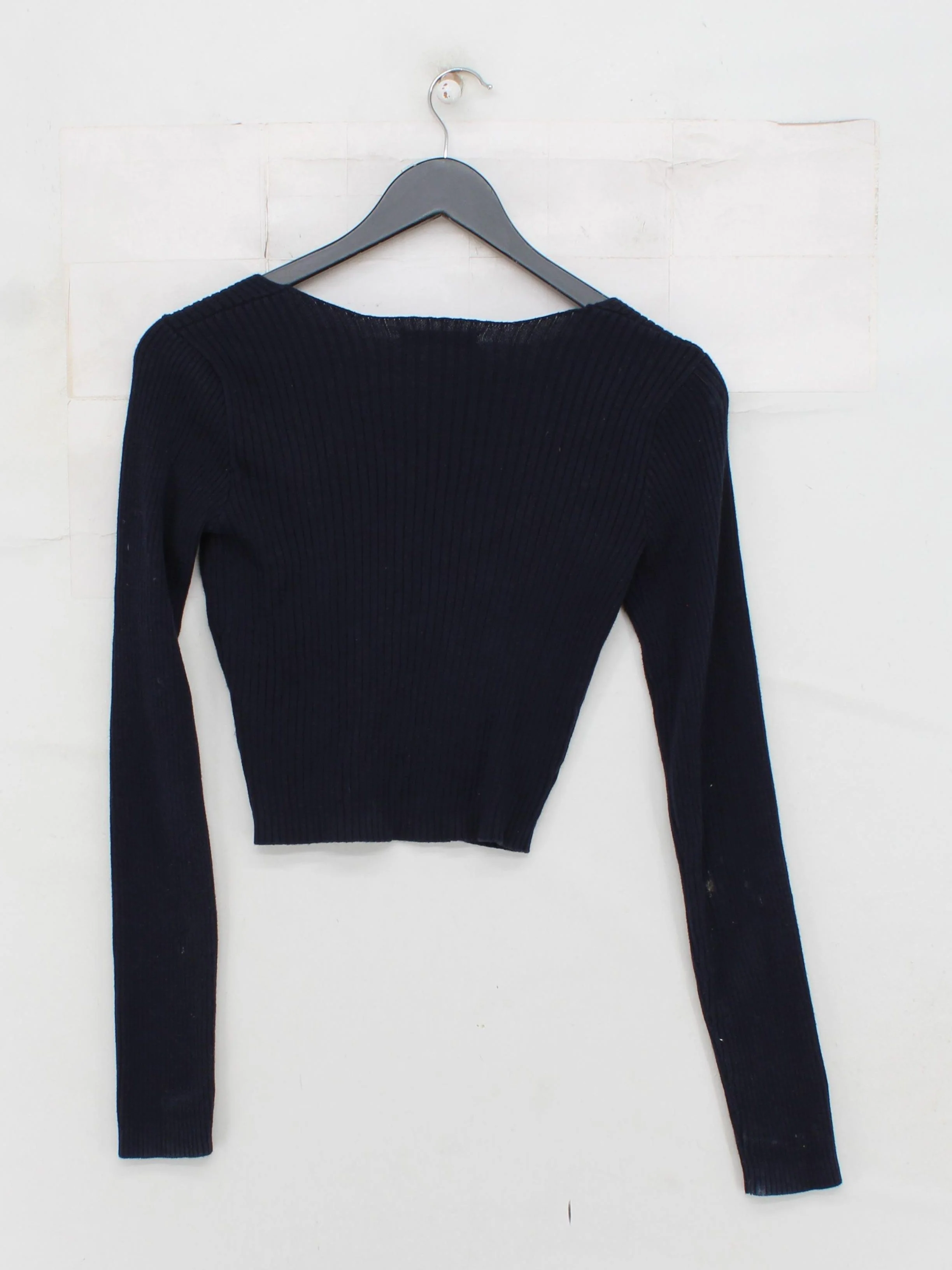 Brandy Melville Women's Top S Blue Cotton with Acrylic Cropped - Image 2