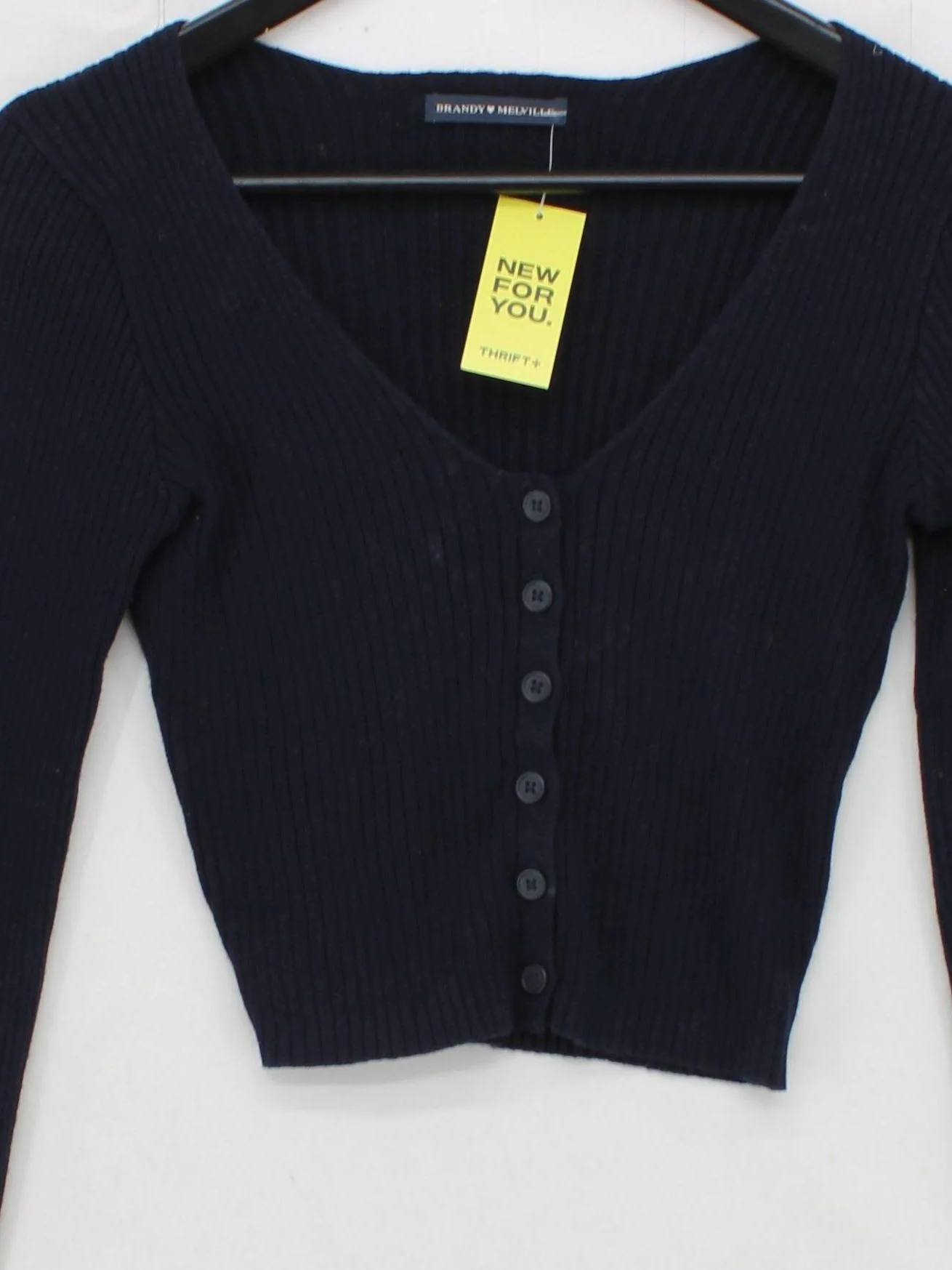 Brandy Melville Women's Top S Blue Cotton with Acrylic Cropped - Image 3