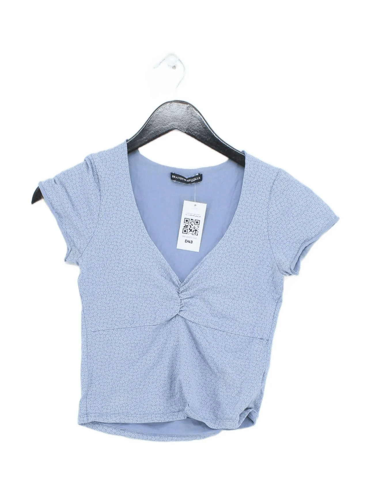 Brandy Melville Women's Top S Blue Cotton with Elastane Cropped