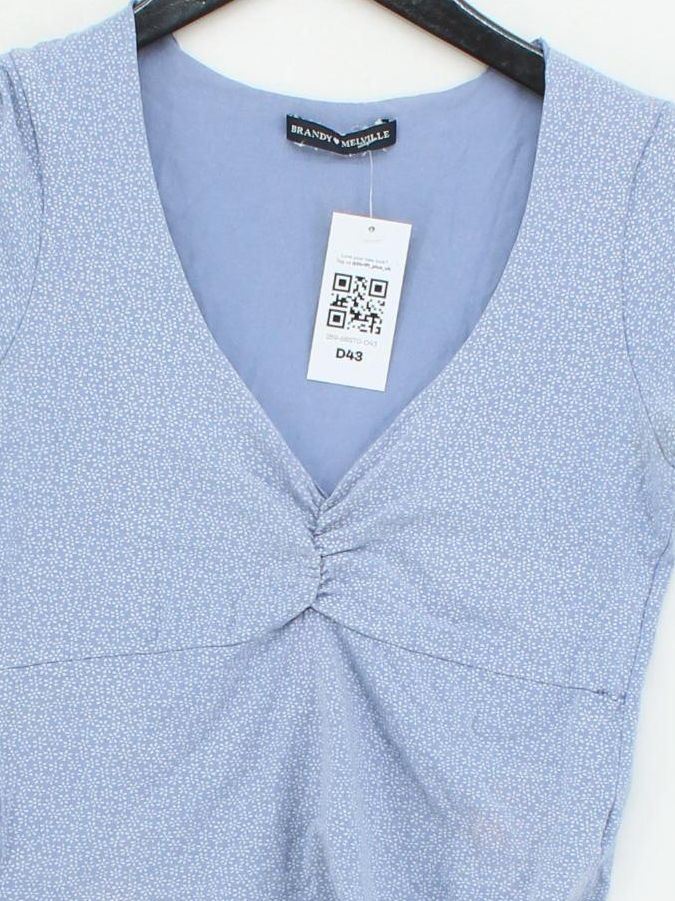 Brandy Melville Women's Top S Blue Cotton with Elastane Cropped - Image 3