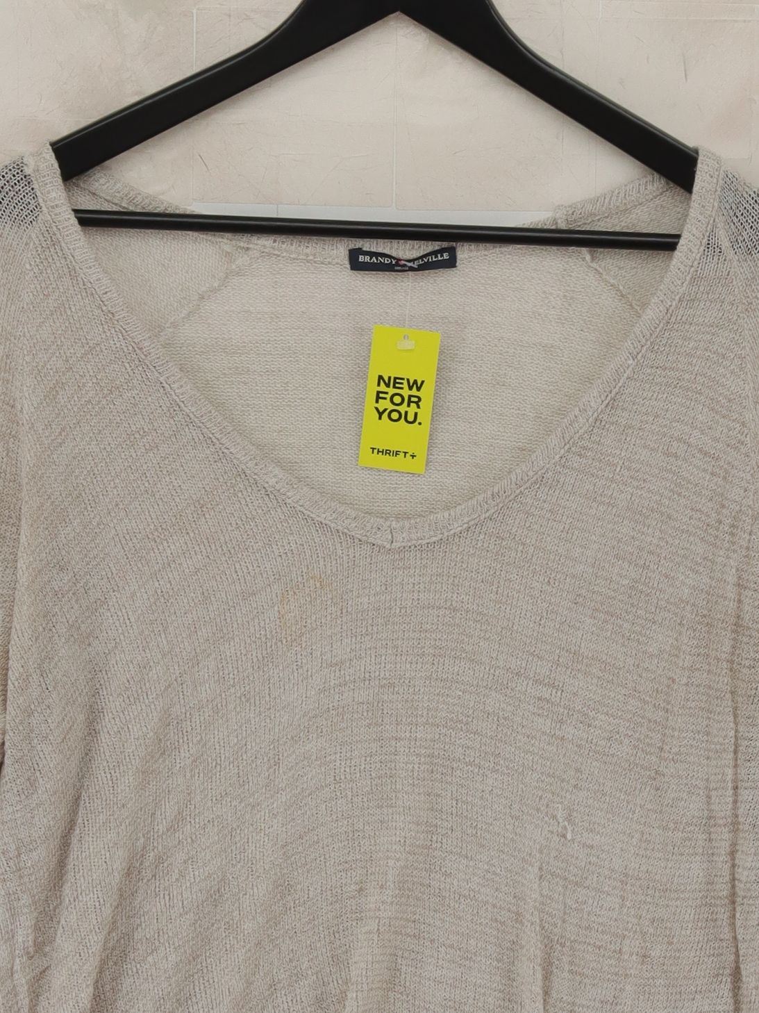 Brandy Melville Women's Top S Cream Cotton with Viscose, Elastane Basic - Image 3