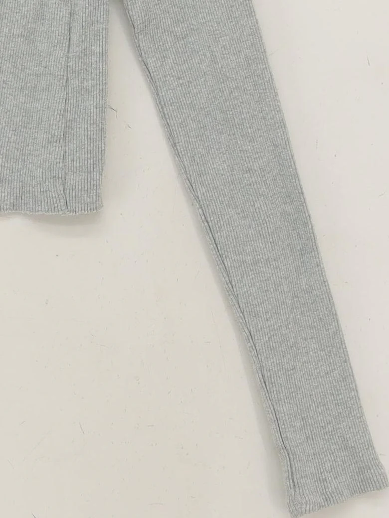 Brandy Melville Women's Top S Grey 100% Cotton Long Sleeve Collared Jersey - Image 4