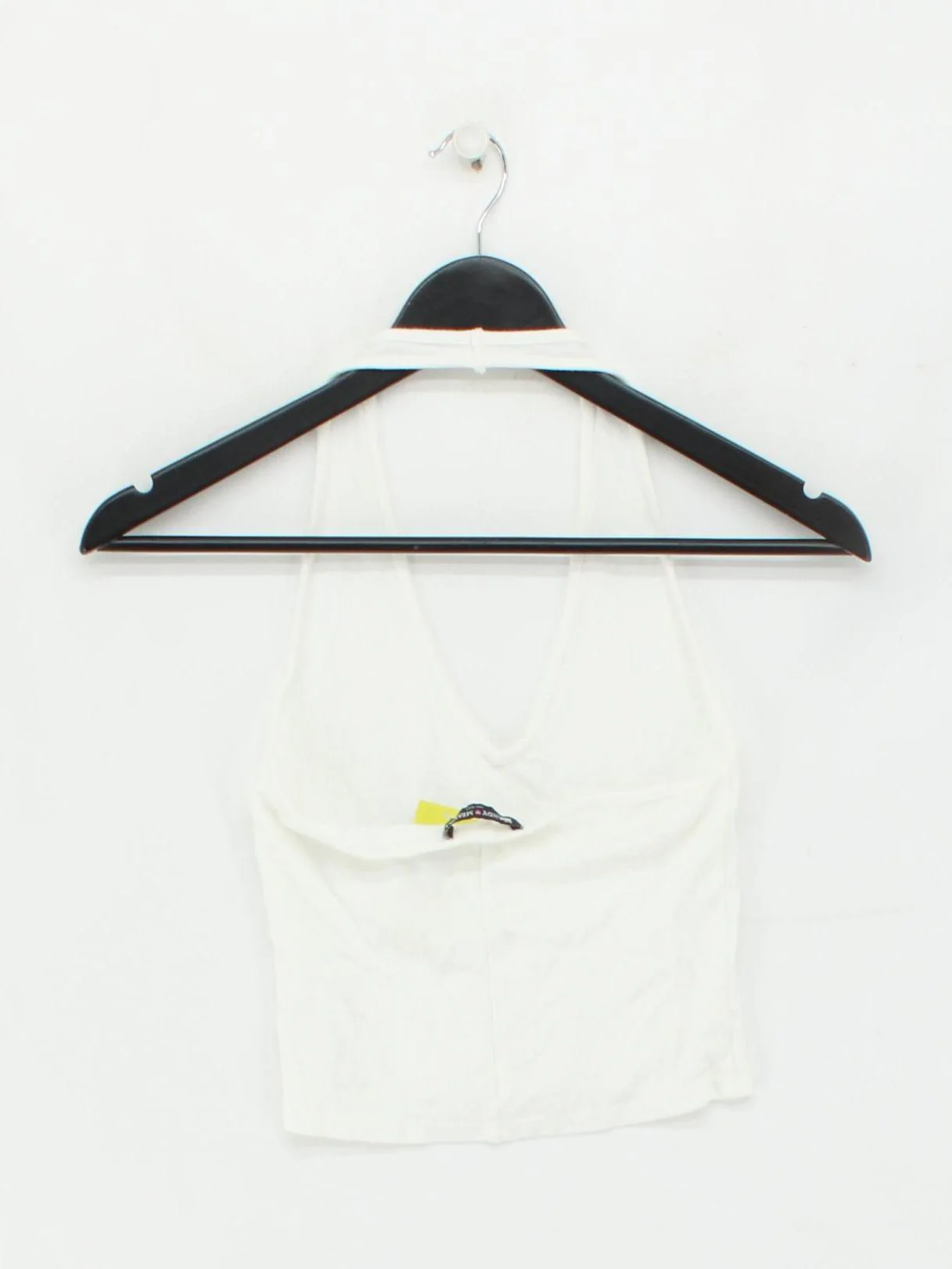 Brandy Melville Women's Top White Cotton with Viscose, Elastane Cropped - Image 2