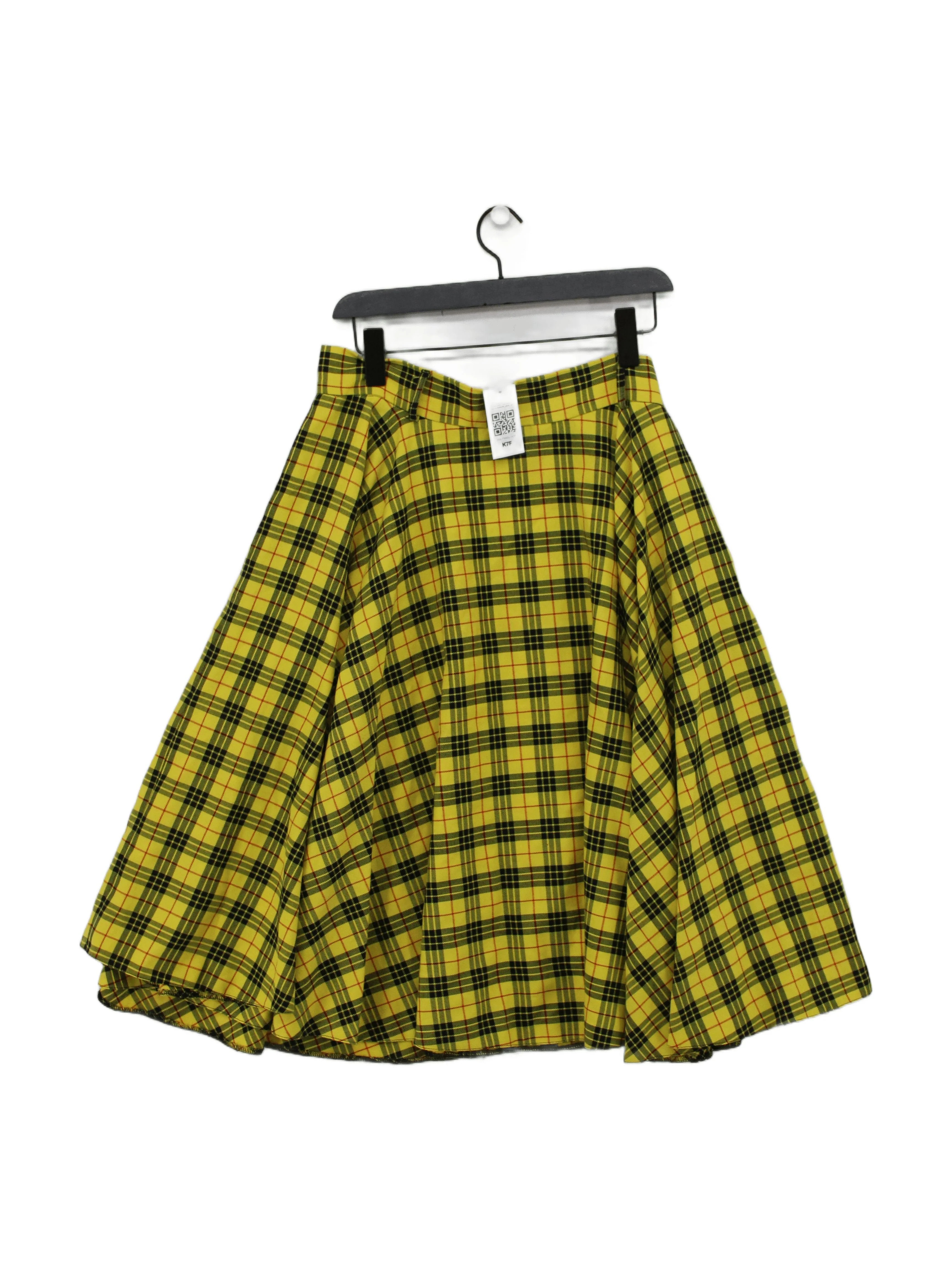 British Retro Women's Midi Skirt UK 18 Yellow Polyester with Viscose A-Line