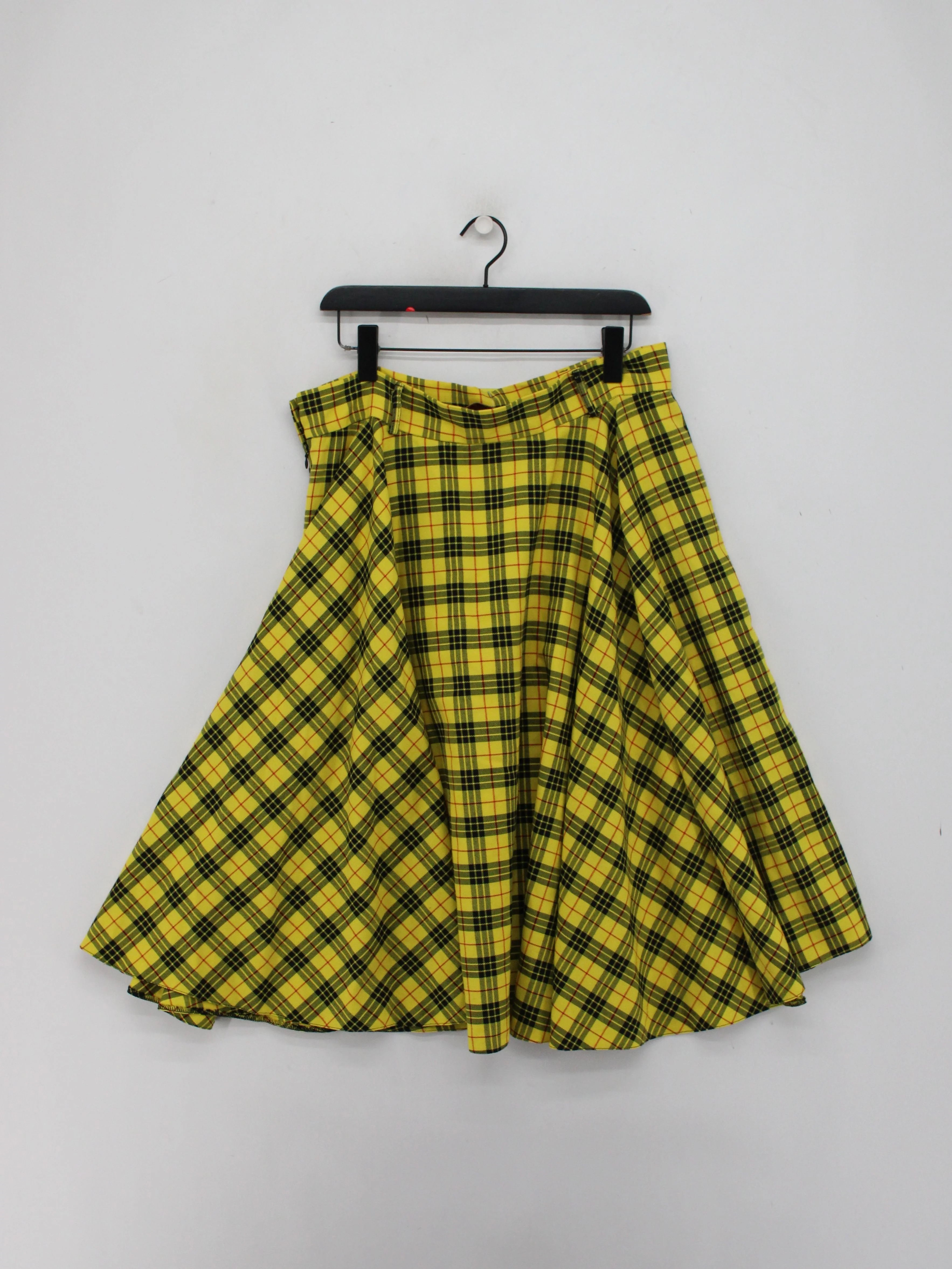 British Retro Women's Midi Skirt UK 18 Yellow Polyester with Viscose A-Line - Image 2