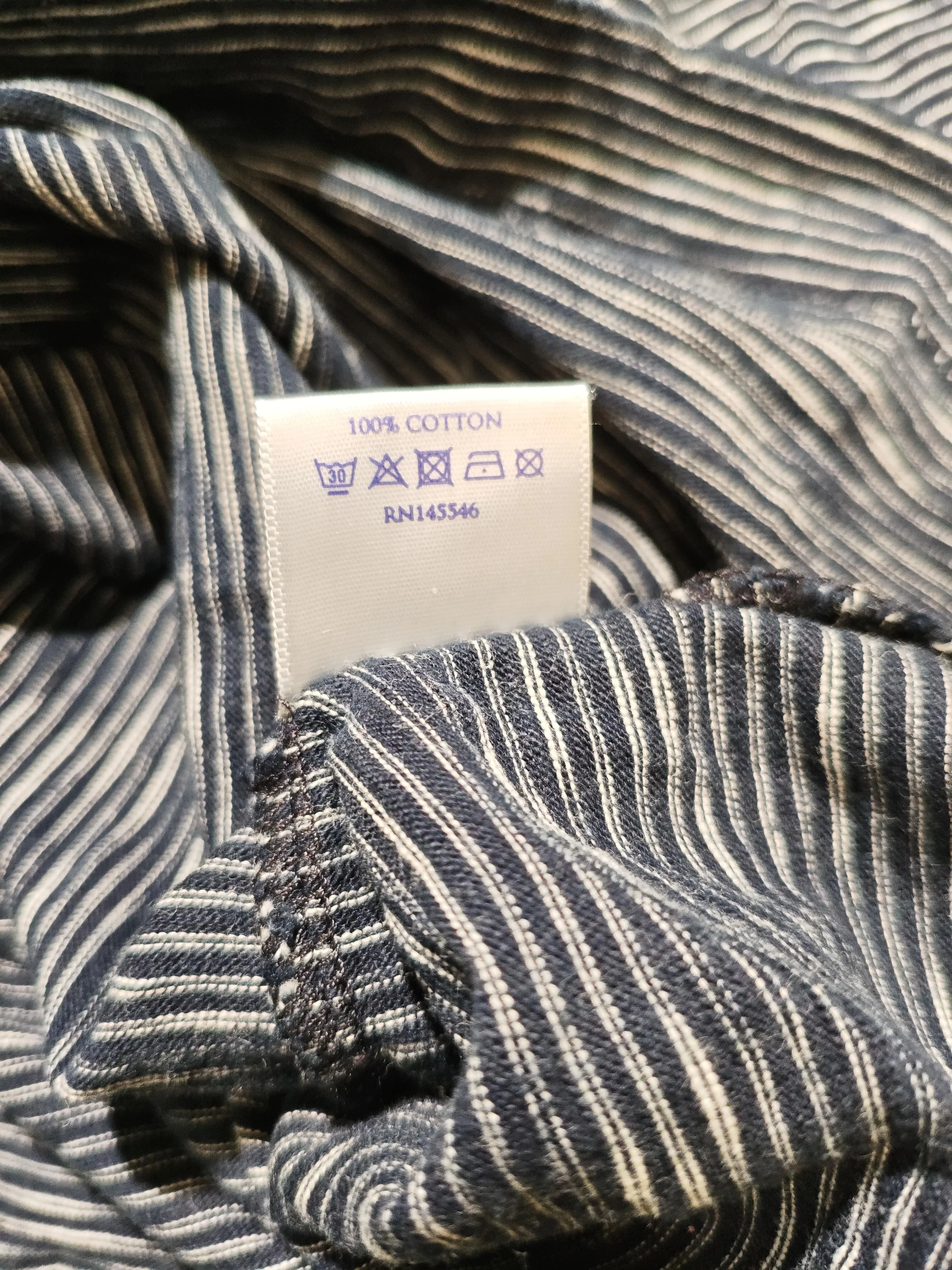 Brora Men's T-Shirt M Blue Striped 100% Cotton Basic - Image 6