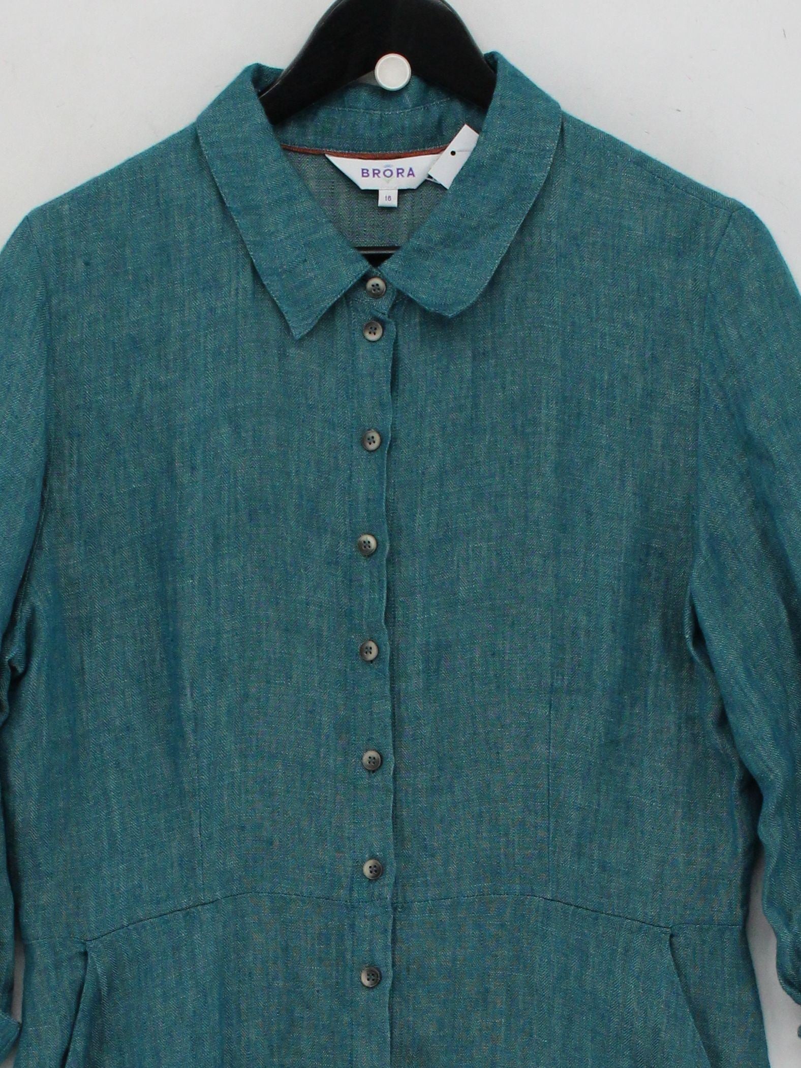 Brora Shirt Midi Dress UK16 in Green - Image 3