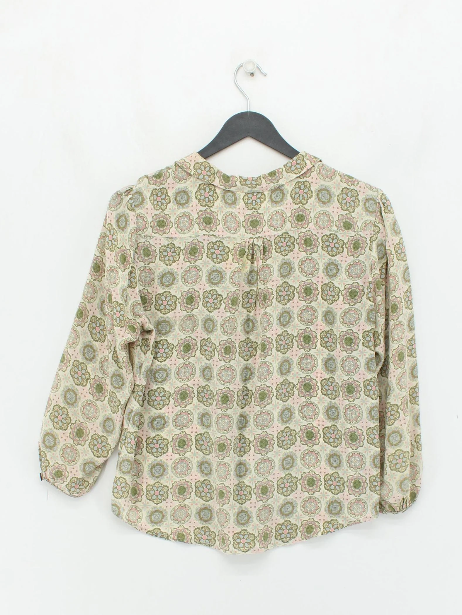Brora Women's Blouse L Multi Floral 100% Silk 3/4 Sleeve Collared Basic - Image 2