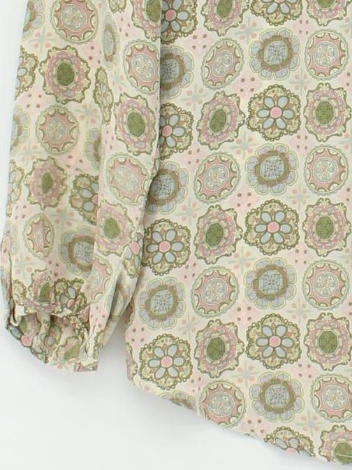Brora Women's Blouse L Multi Floral 100% Silk 3/4 Sleeve Collared Basic - Image 4