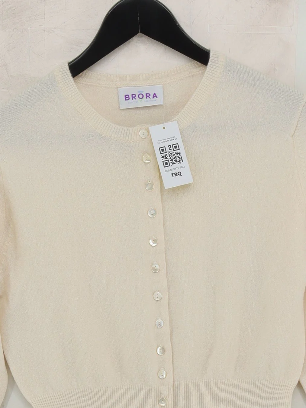 Brora Women's Cardigan S Cream 100% Cashmere Round Neck Cardigan - Image 3
