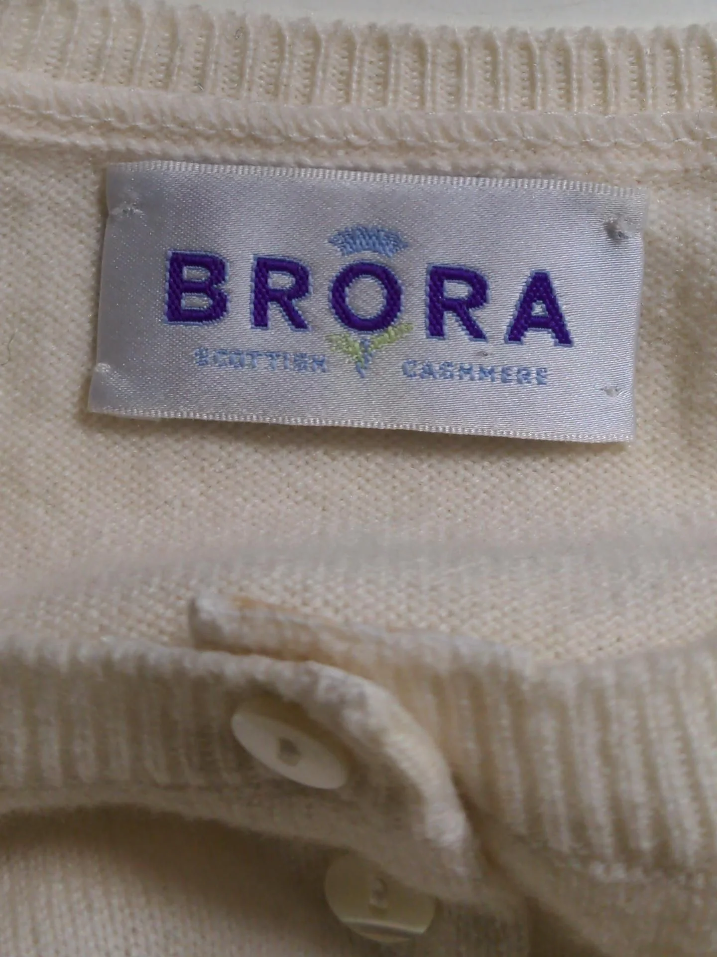 Brora Women's Cardigan S Cream 100% Cashmere Round Neck Cardigan - Image 5