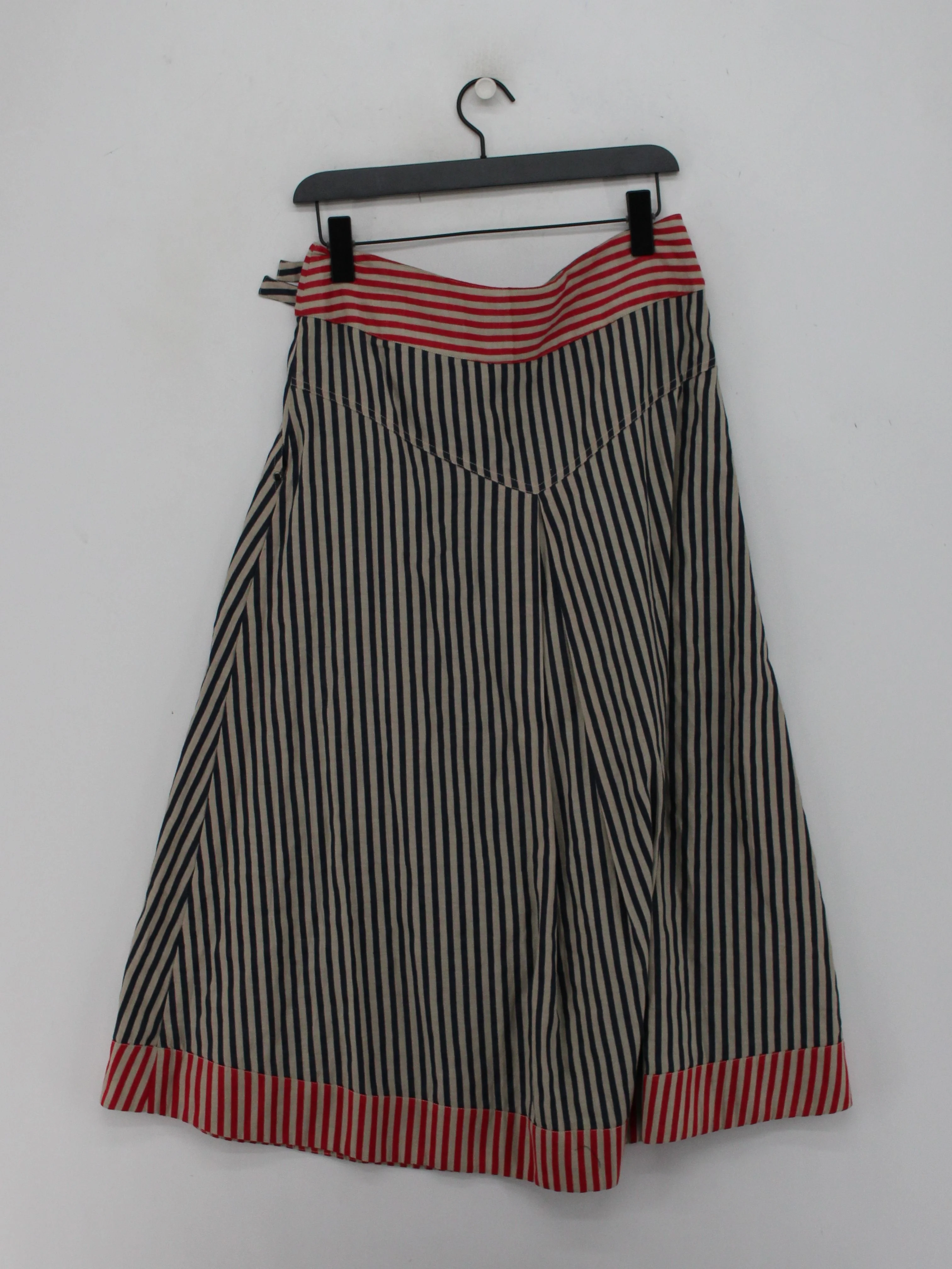 Brora Women's Midi Skirt UK 12 Multi Striped 100% Cotton Midi A-Line - Image 2