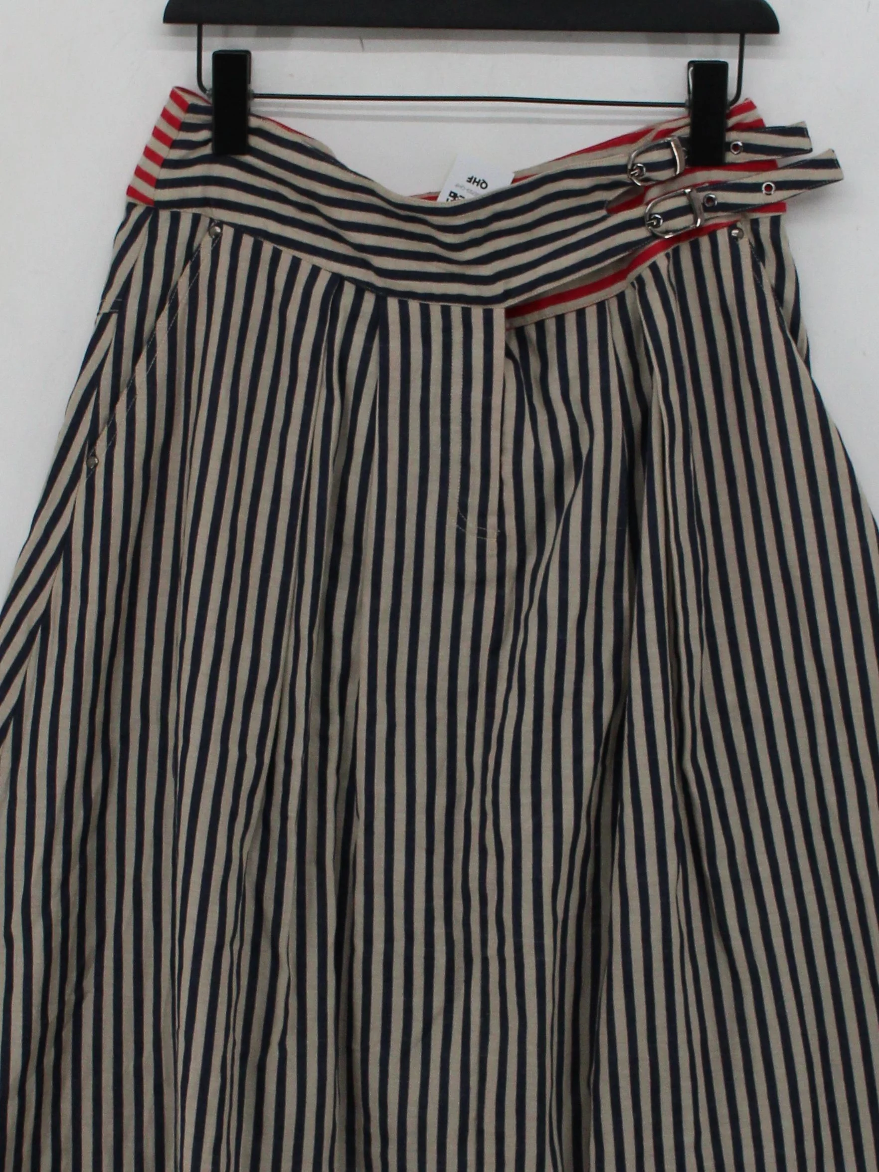 Brora Women's Midi Skirt UK 12 Multi Striped 100% Cotton Midi A-Line - Image 3