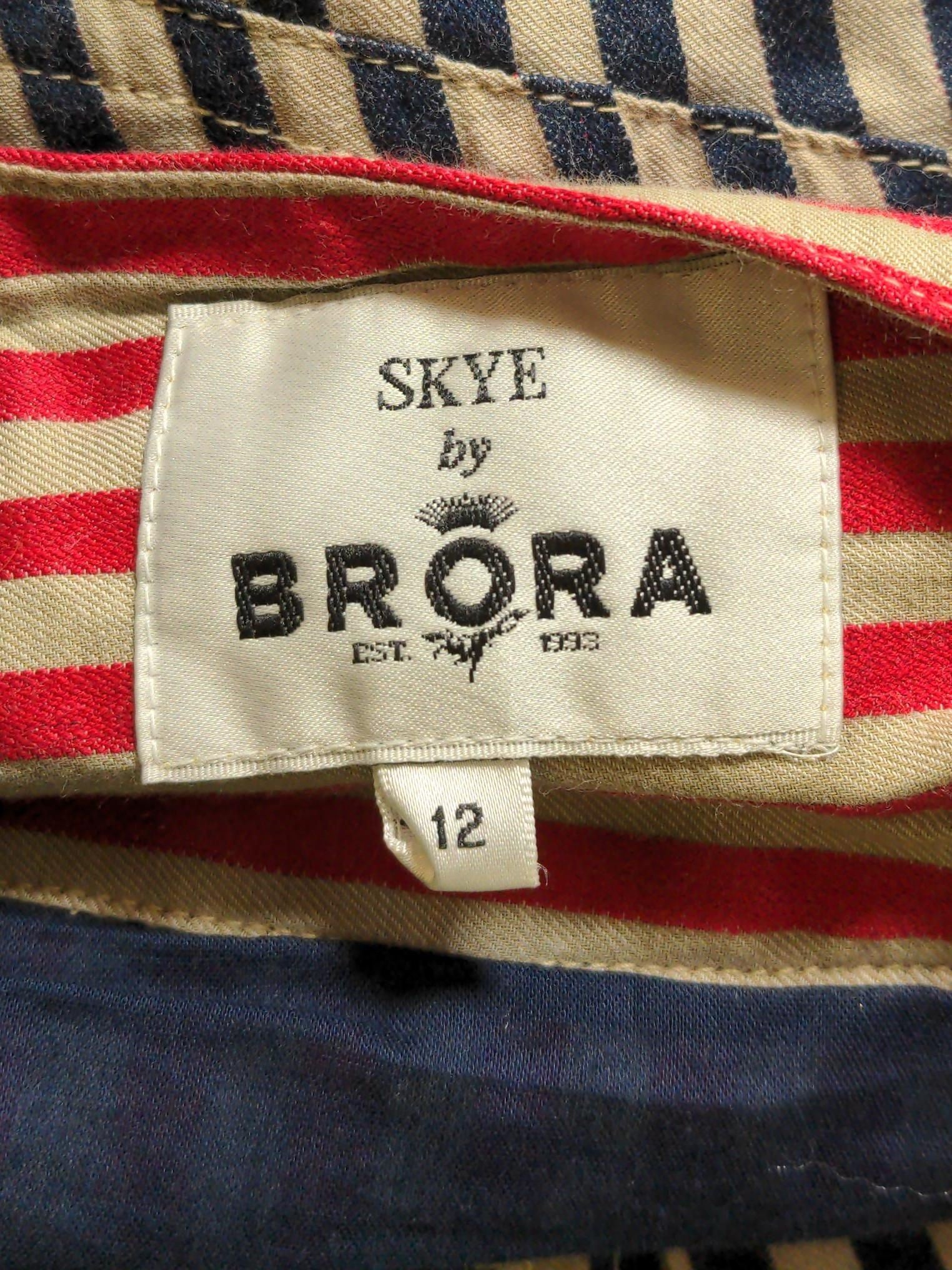 Brora Women's Midi Skirt UK 12 Multi Striped 100% Cotton Midi A-Line - Image 5
