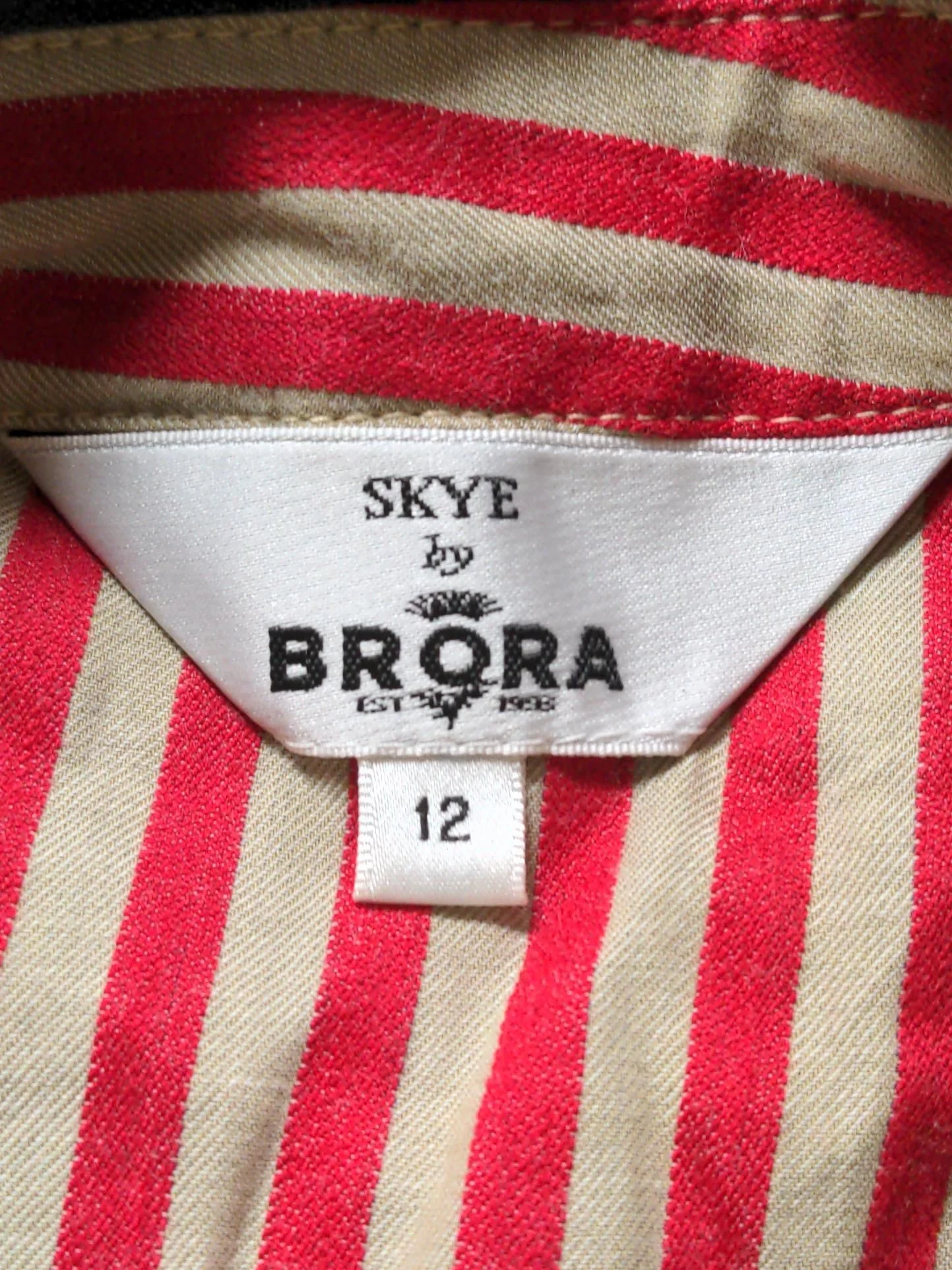 Brora Women's Shirt UK 12 Red Striped 100% Cotton Long Sleeve Collared Basic - Image 5