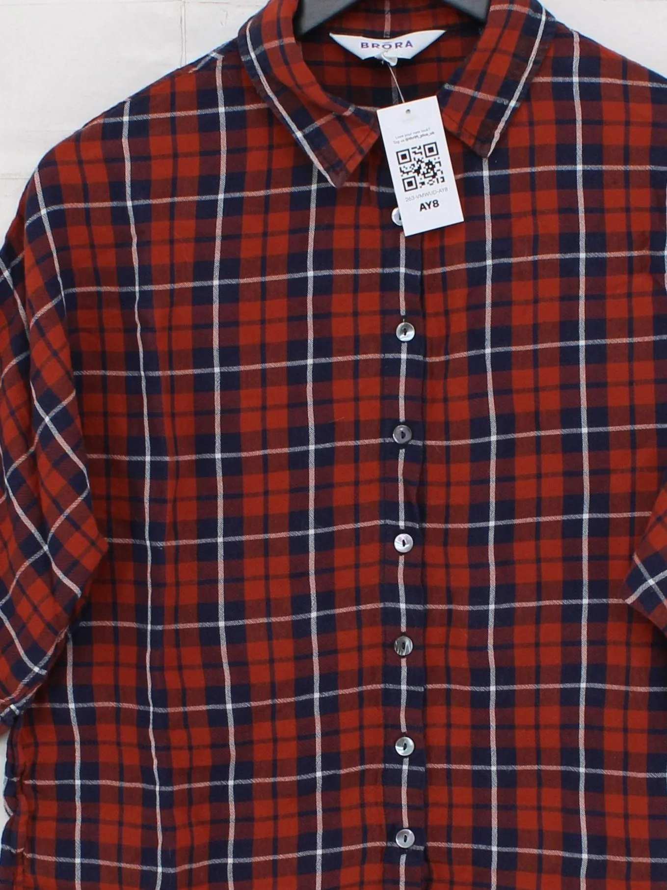 Brora Women's Shirt UK 14 Red Viscose with Linen Basic - Image 3