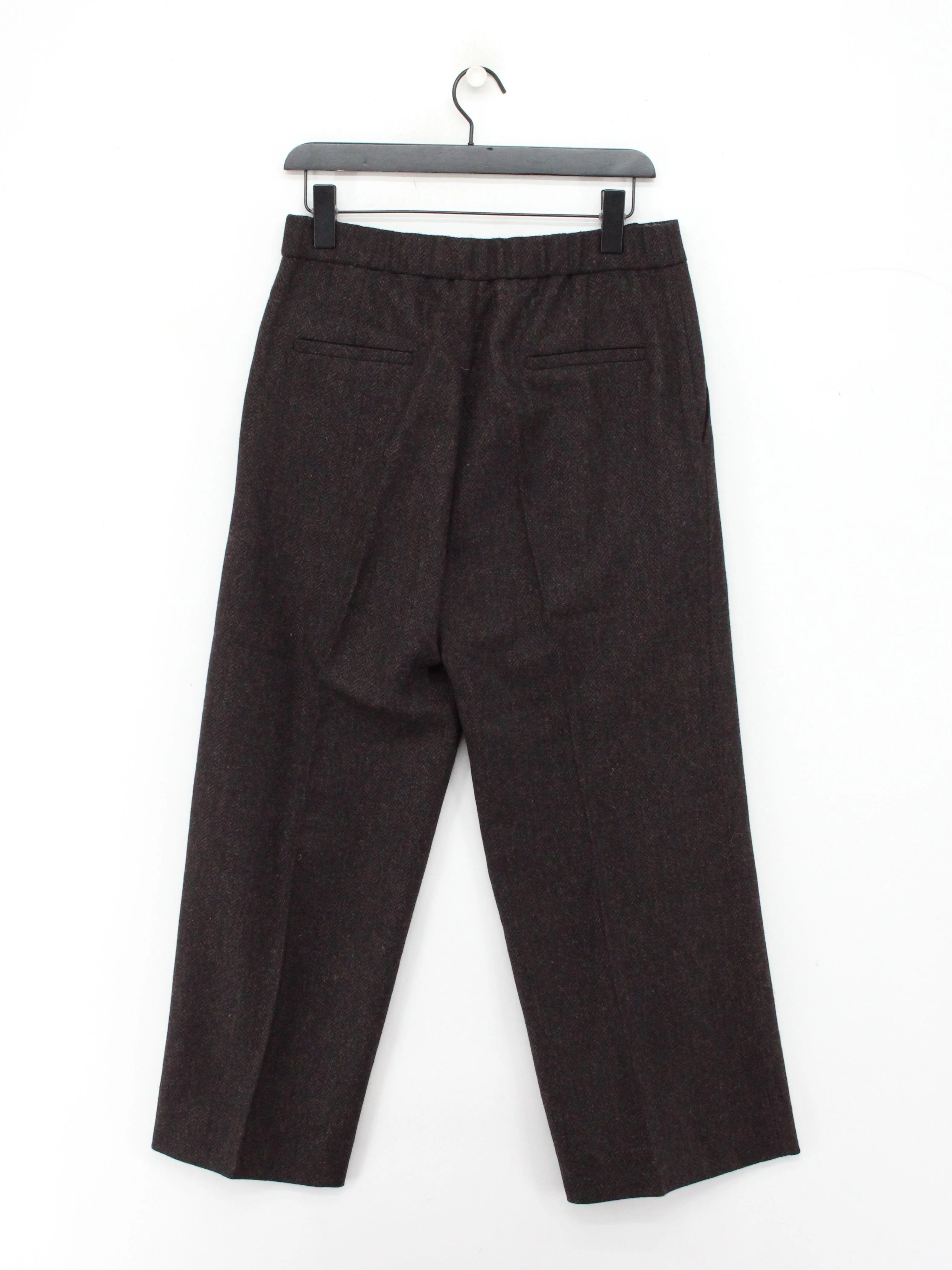 Brora Women's Suit Trousers UK 12 Brown Wool with Viscose Wide-Leg Dress Pants - Image 2