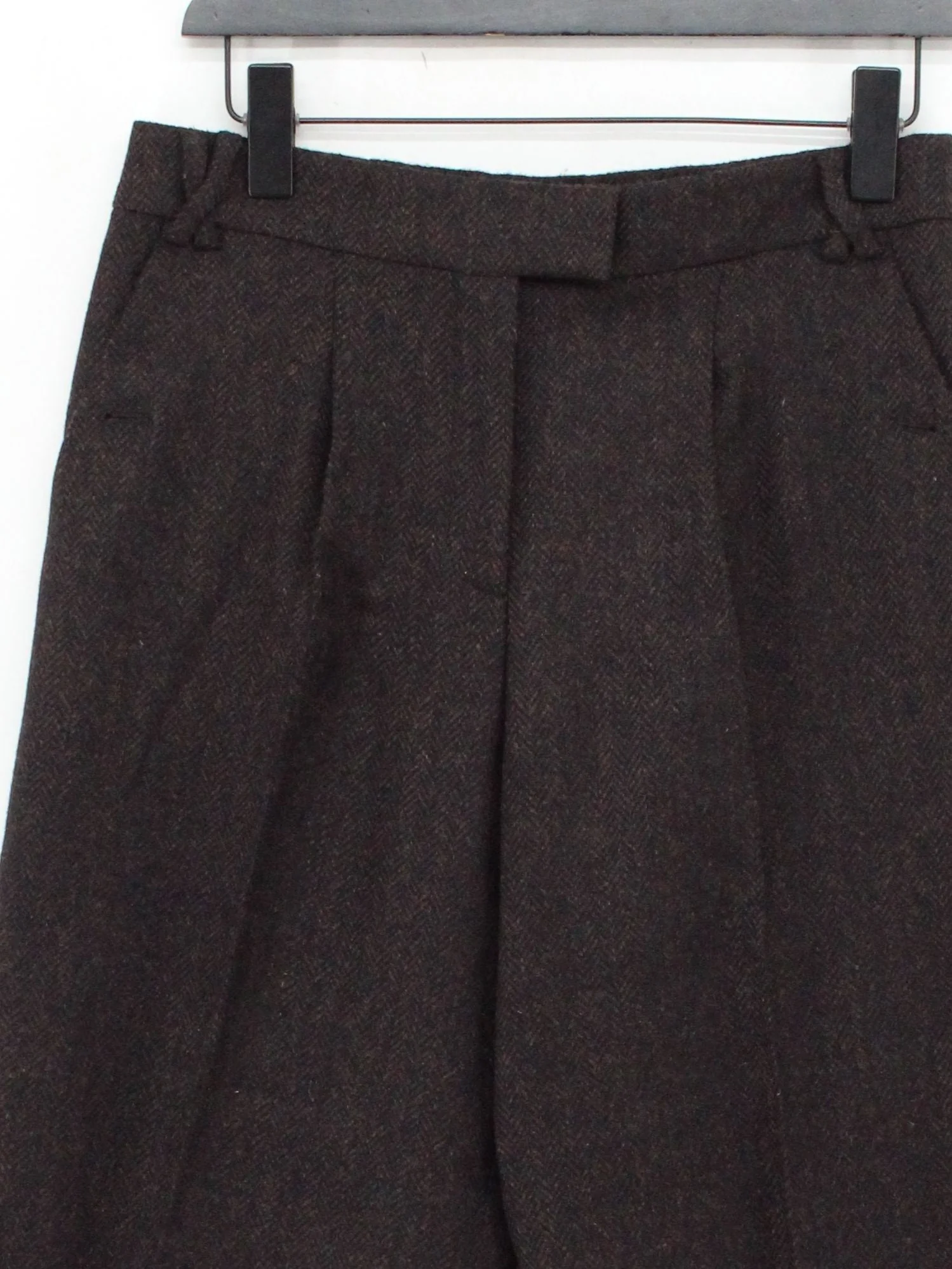 Brora Women's Suit Trousers UK 12 Brown Wool with Viscose Wide-Leg Dress Pants - Image 3