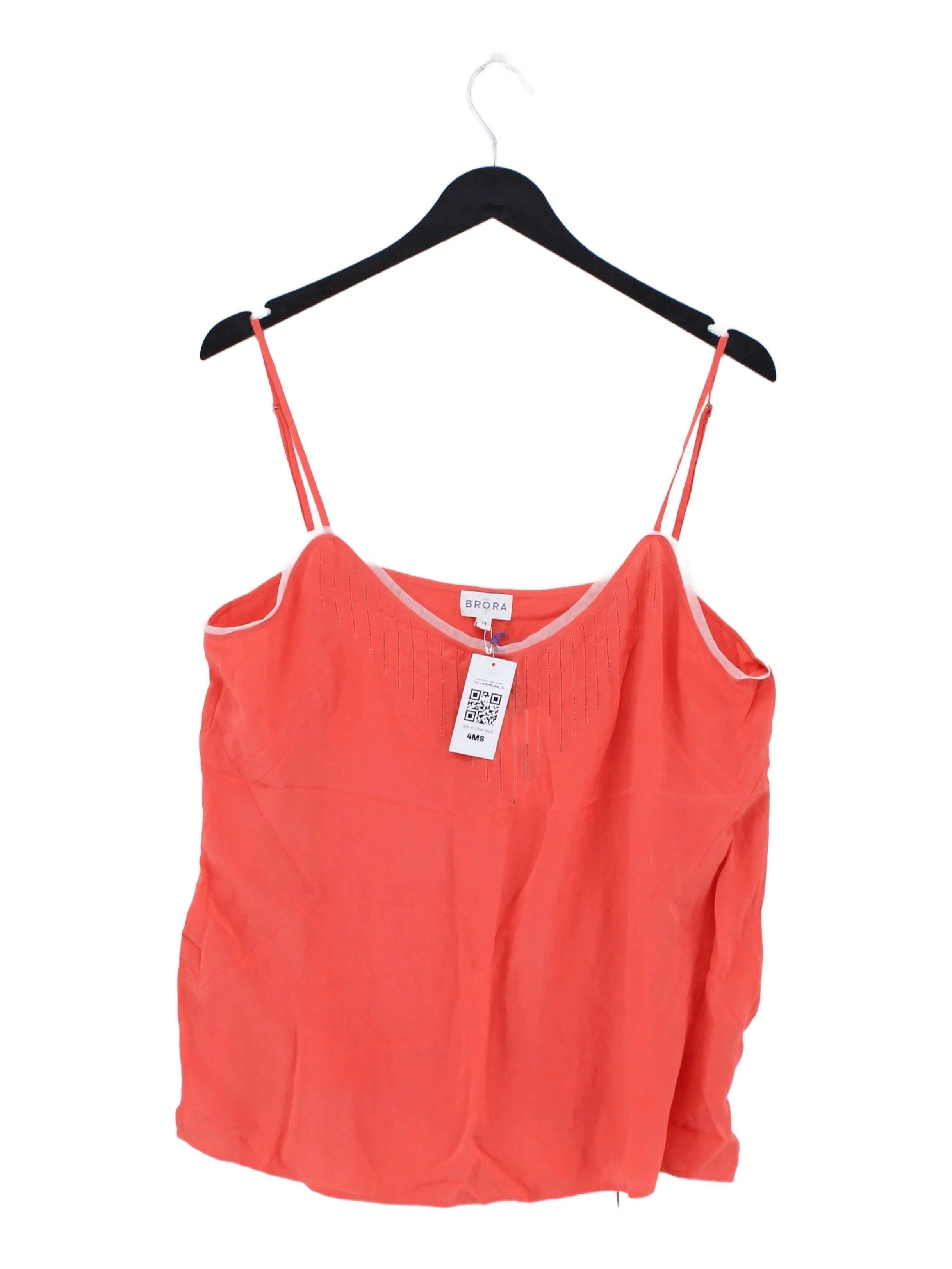 Brora Women's T-Shirt L Orange 100% Silk Sleeveless V-Neck Camisole