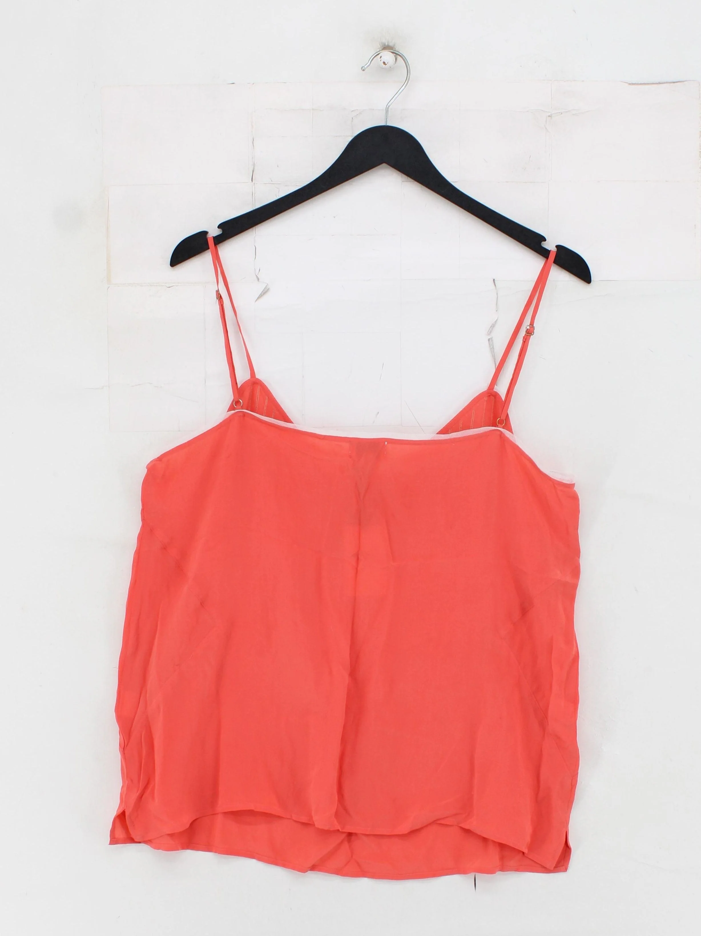 Brora Women's T-Shirt L Orange 100% Silk Sleeveless V-Neck Camisole - Image 2