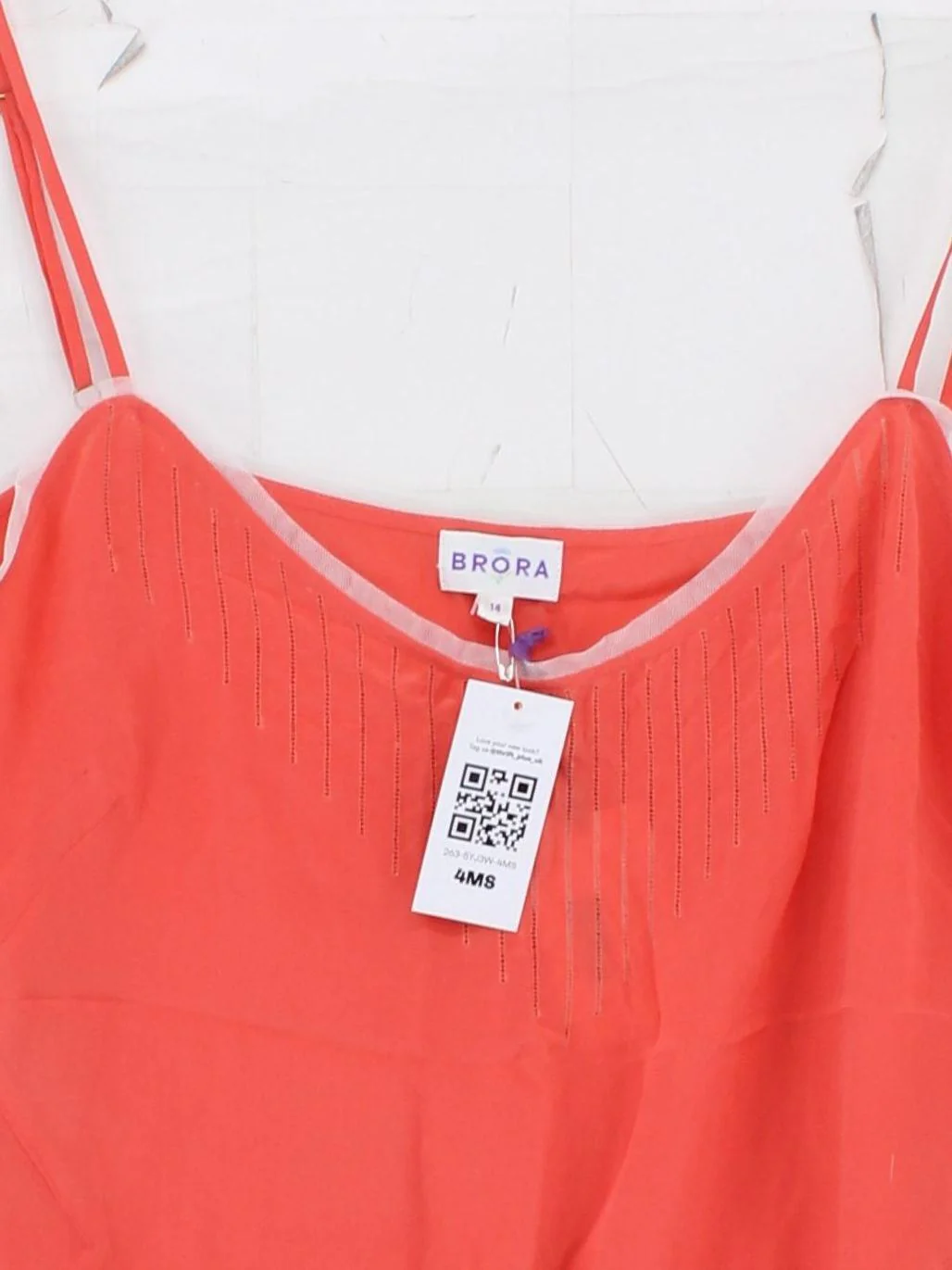 Brora Women's T-Shirt L Orange 100% Silk Sleeveless V-Neck Camisole - Image 3
