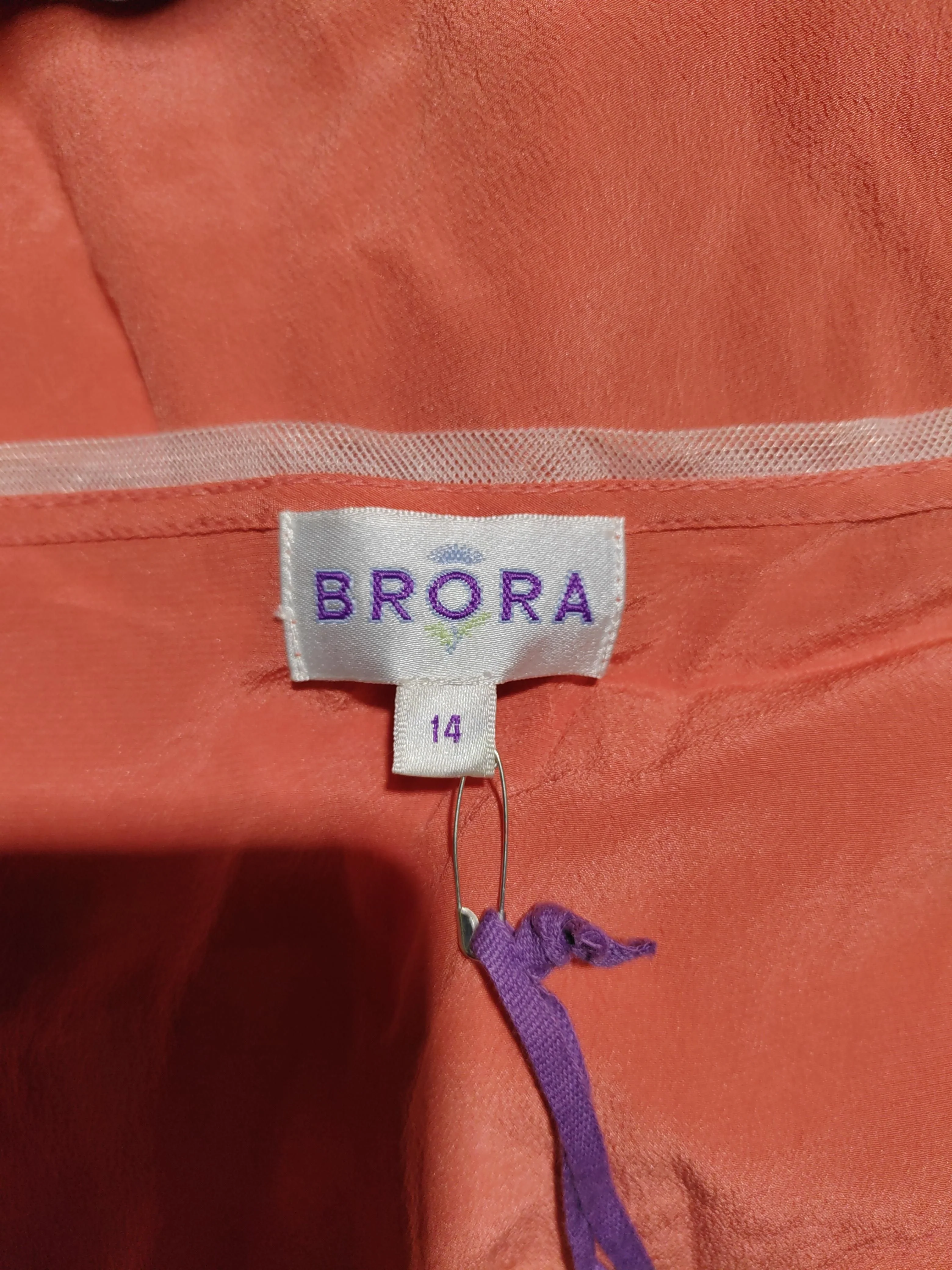 Brora Women's T-Shirt L Orange 100% Silk Sleeveless V-Neck Camisole - Image 5