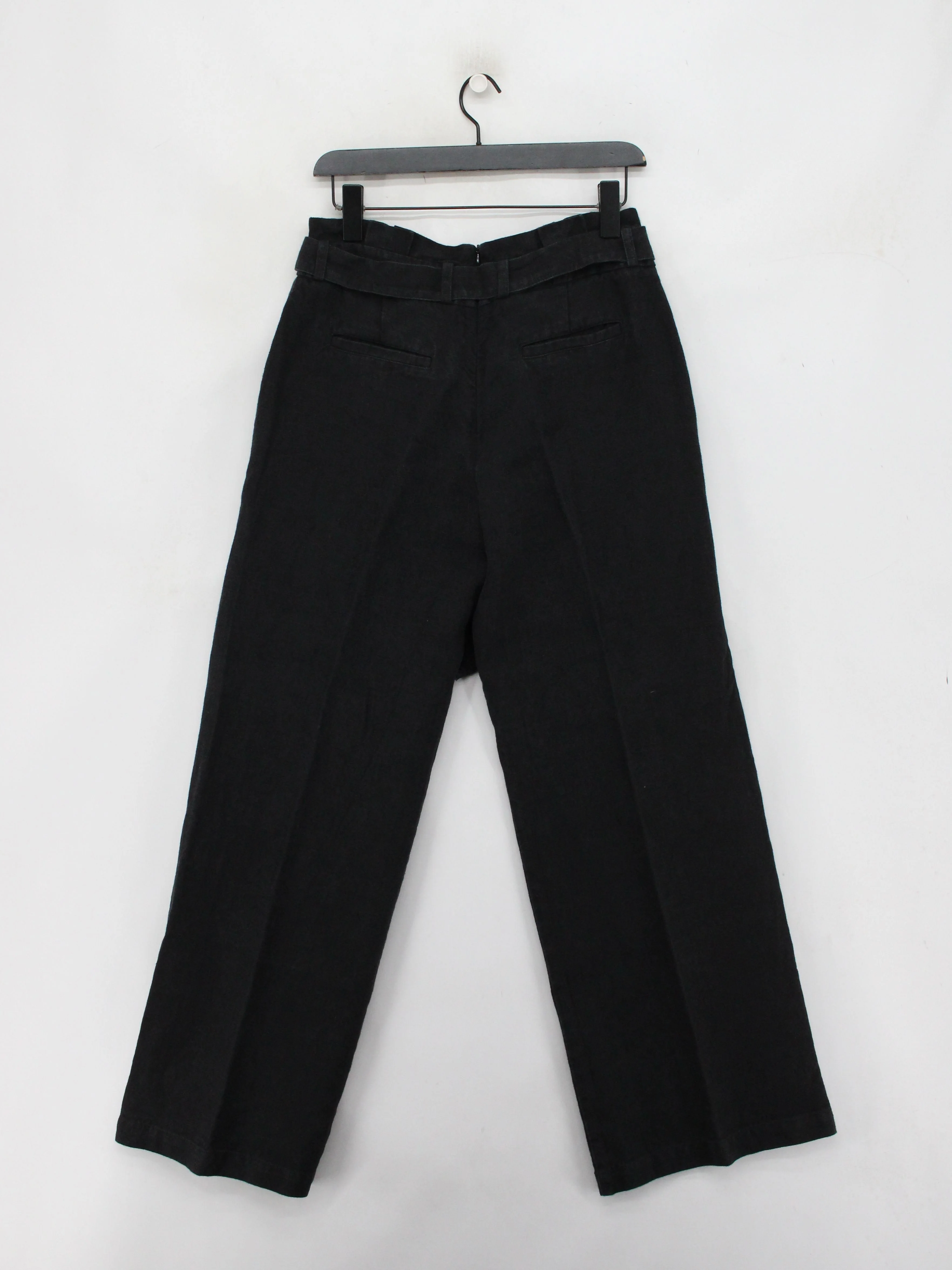 Brora Women's Trousers UK 12 Black 100% Linen Wide-Leg Capri - Image 2