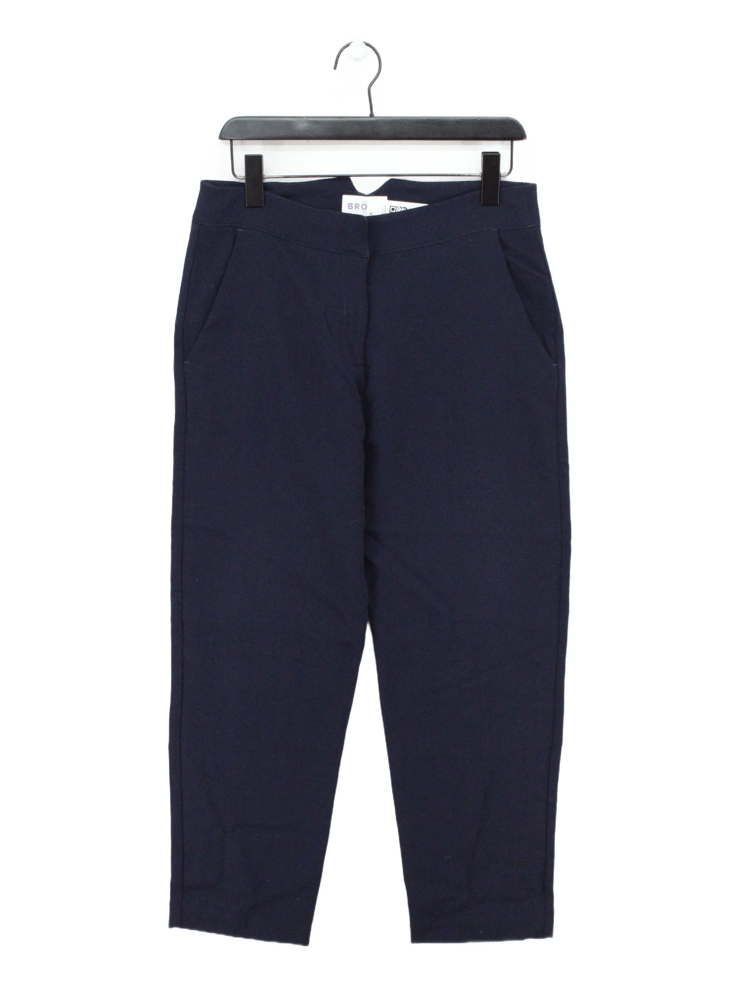 Brora Women's Trousers UK 12 Blue Wool with Viscose Tapered Cropped