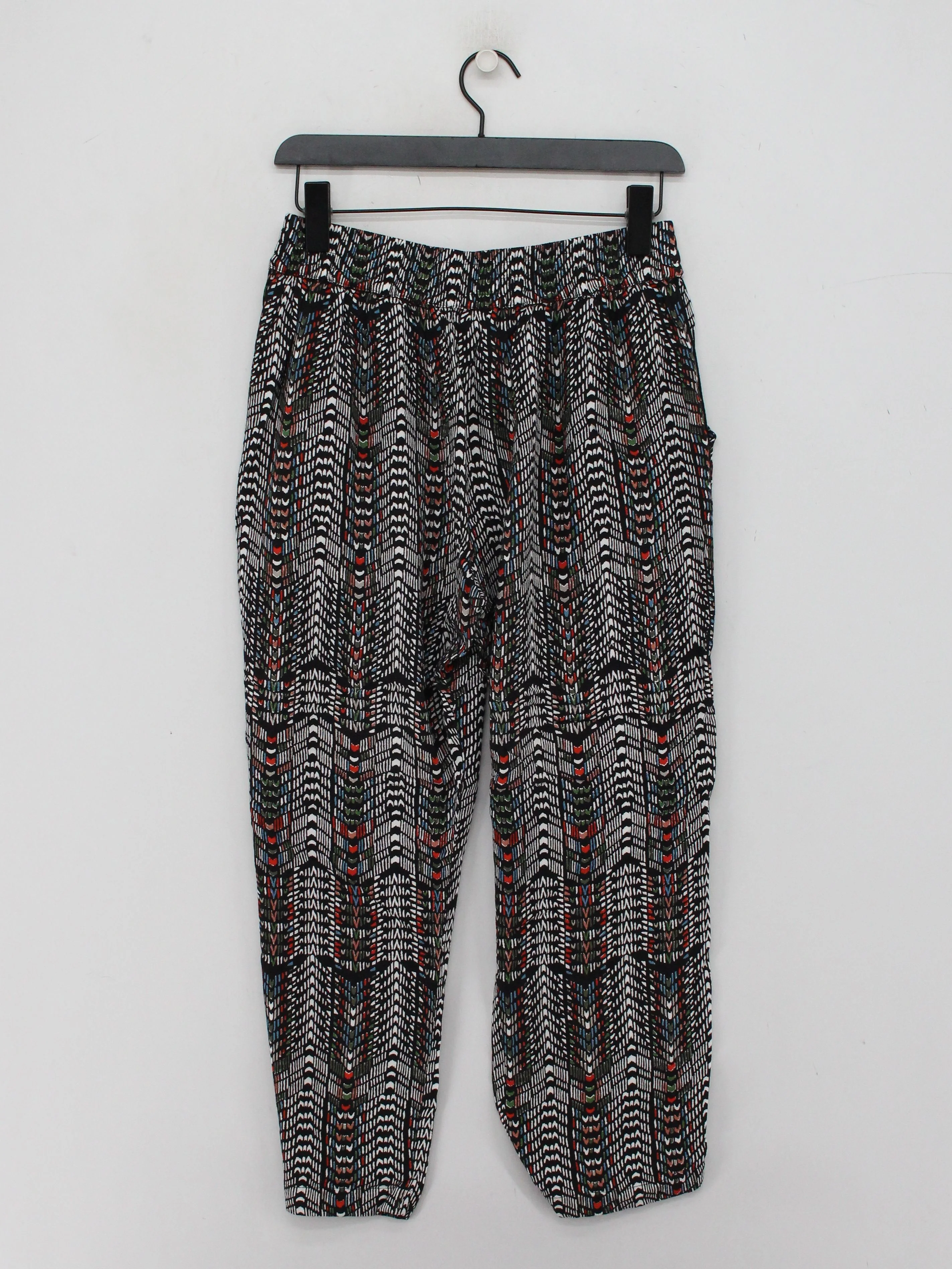 Brora Women's Trousers UK 12 Multi Geometric 100% Viscose Tapered Capri - Image 2